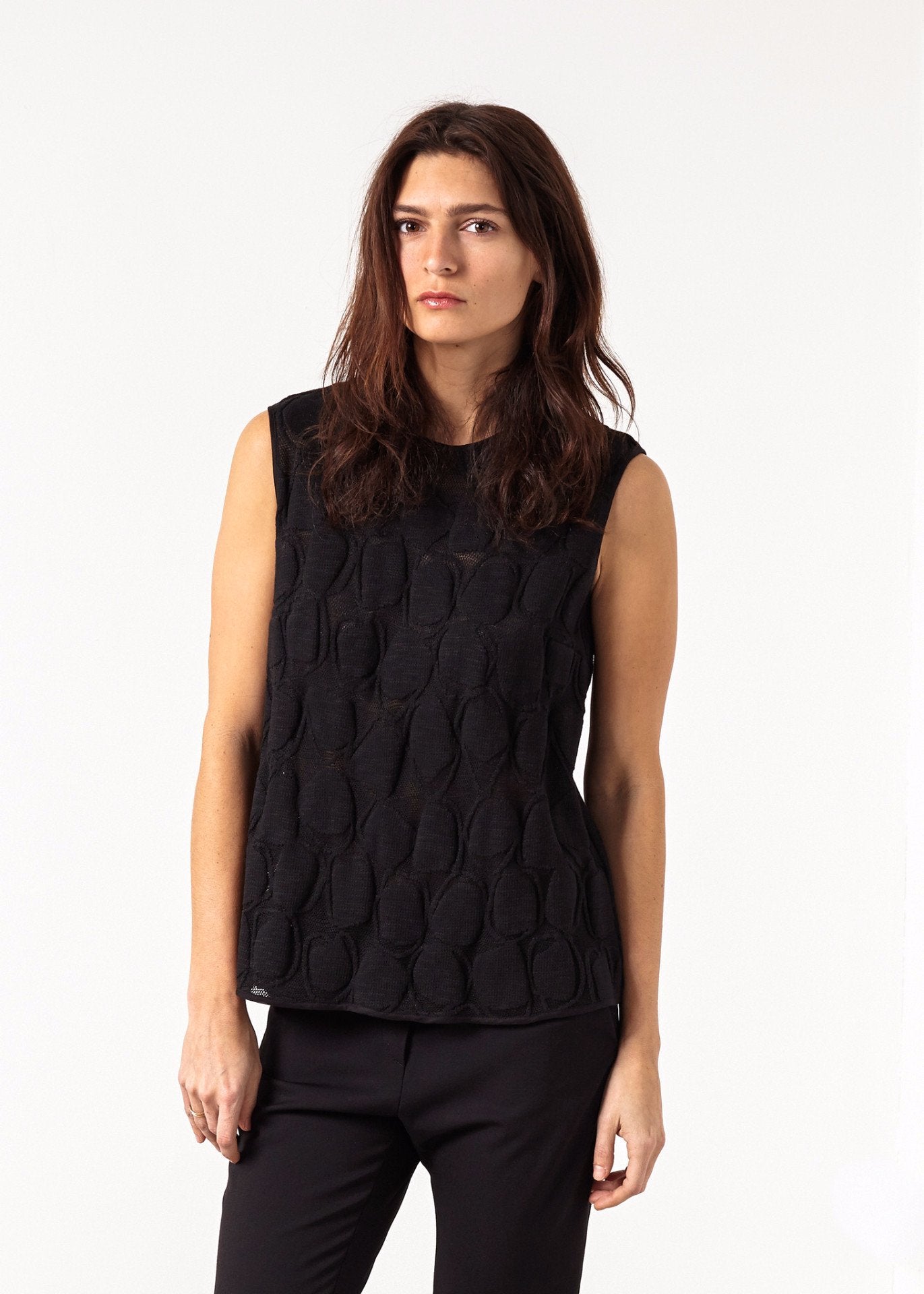 Zip Back Circle Blouse in Black|women's tops[option1]|[option2]|[option3] - hello