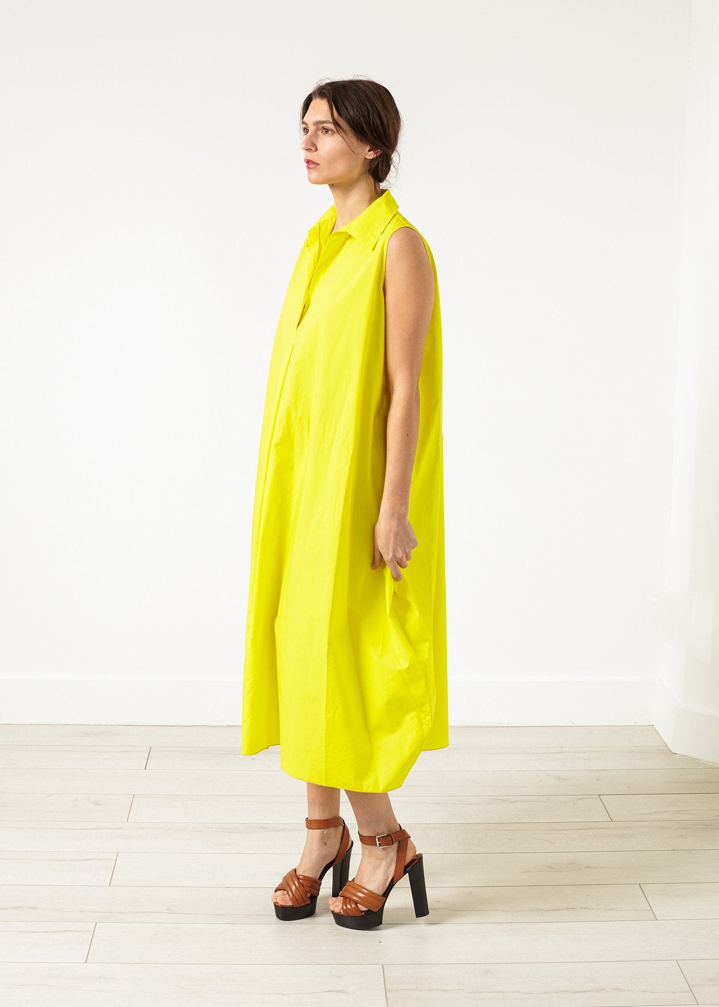 Balloon Cotton Dress in Yellow|women's dresses[option1]|[option2]|[option3] - hello