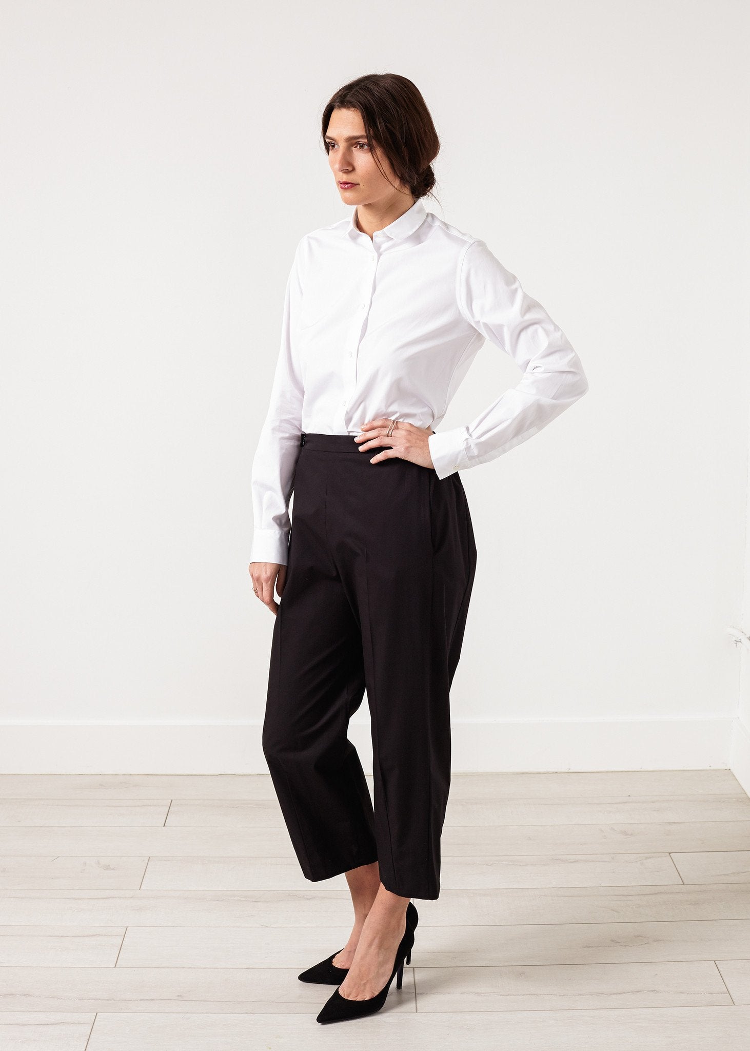 Wide Cropped Trouser in Black|women's pants[option1]|[option2]|[option3] - hello