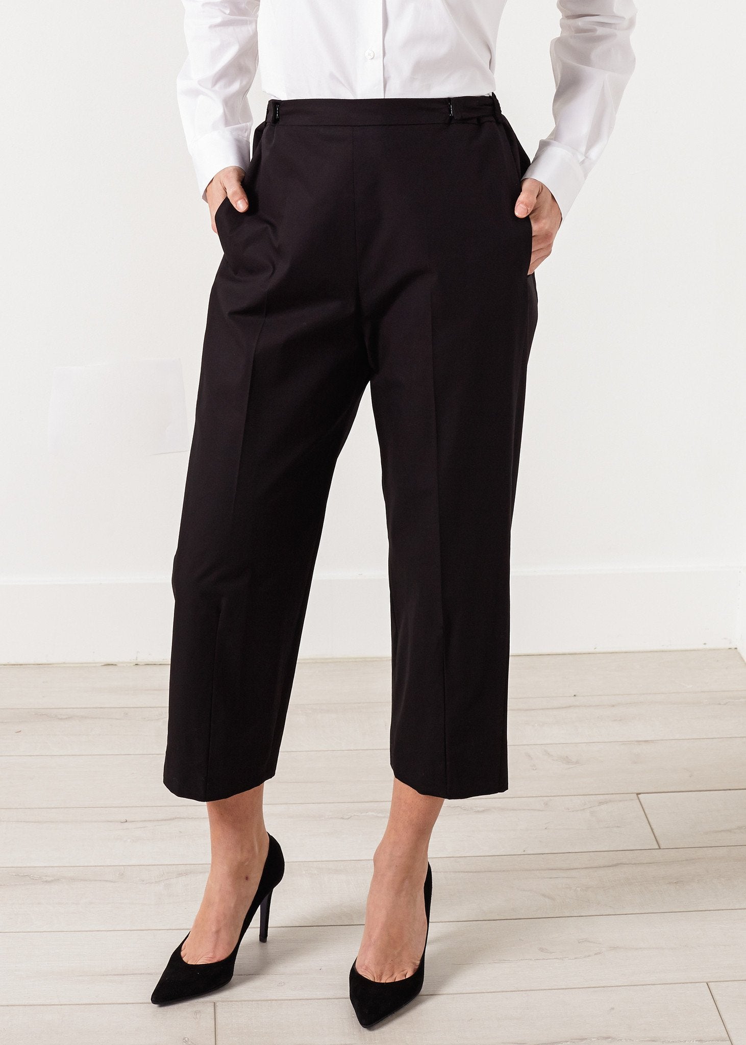Wide Cropped Trouser in Black|women's pants[option1]|[option2]|[option3] - hello
