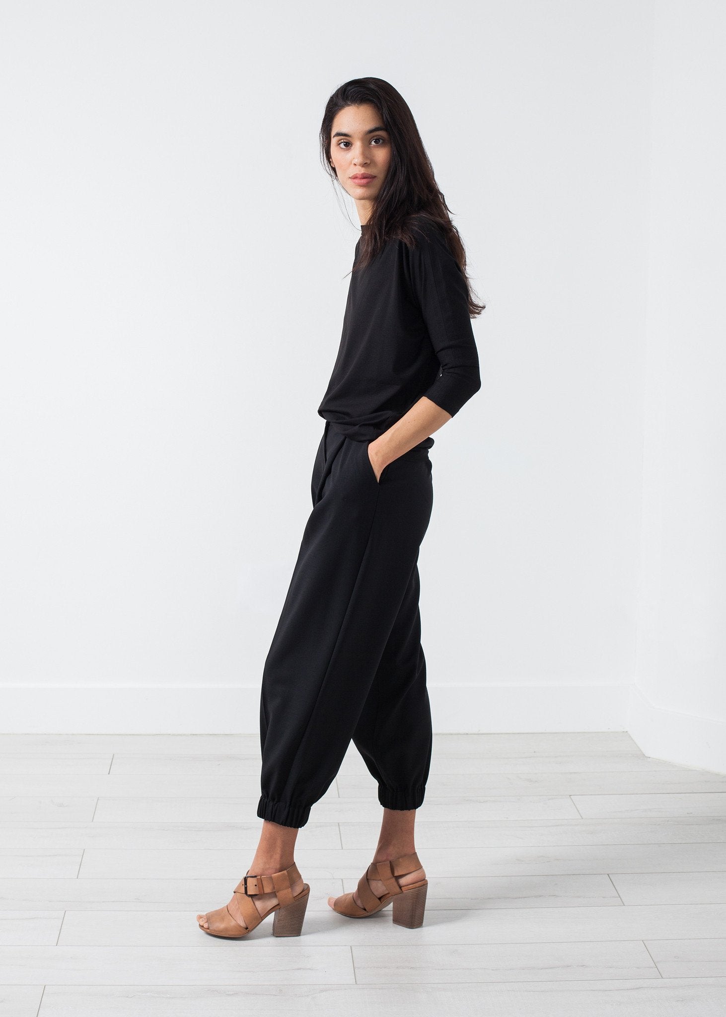 Boat Neck Top in Black|women's tops[option1]|[option2]|[option3] - hello