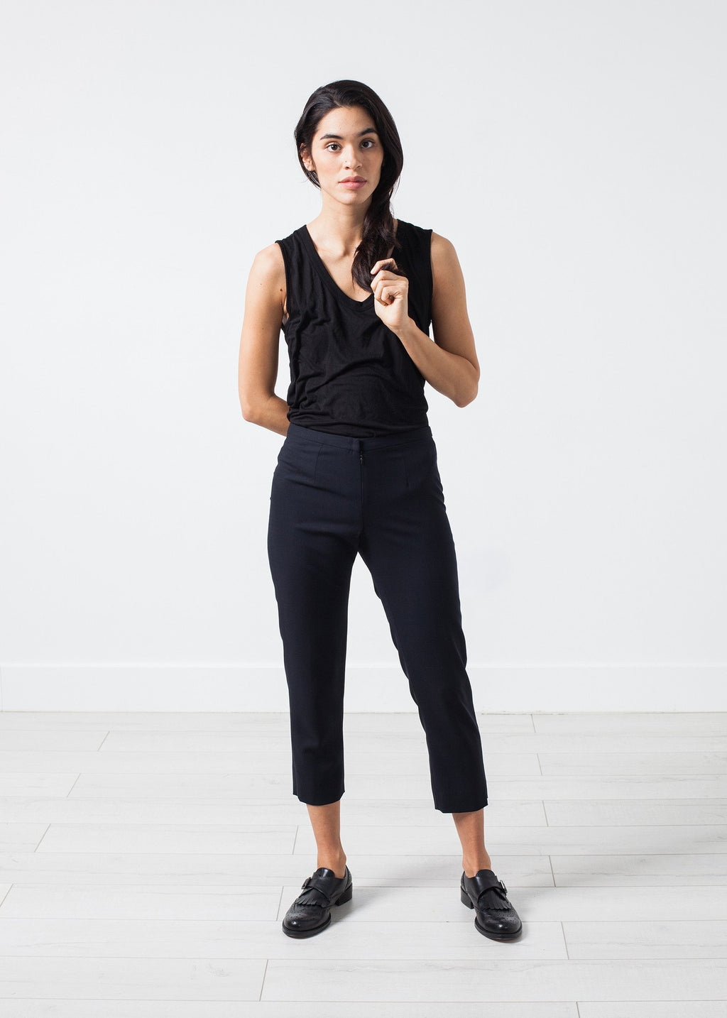 Wool Cropped Pant in Navy|women's pants[option1]|[option2]|[option3] - hello