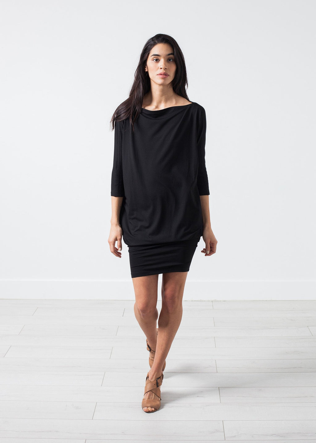 Tapered Boat Neck Dress|women's dresses[option1]|[option2]|[option3] - hello