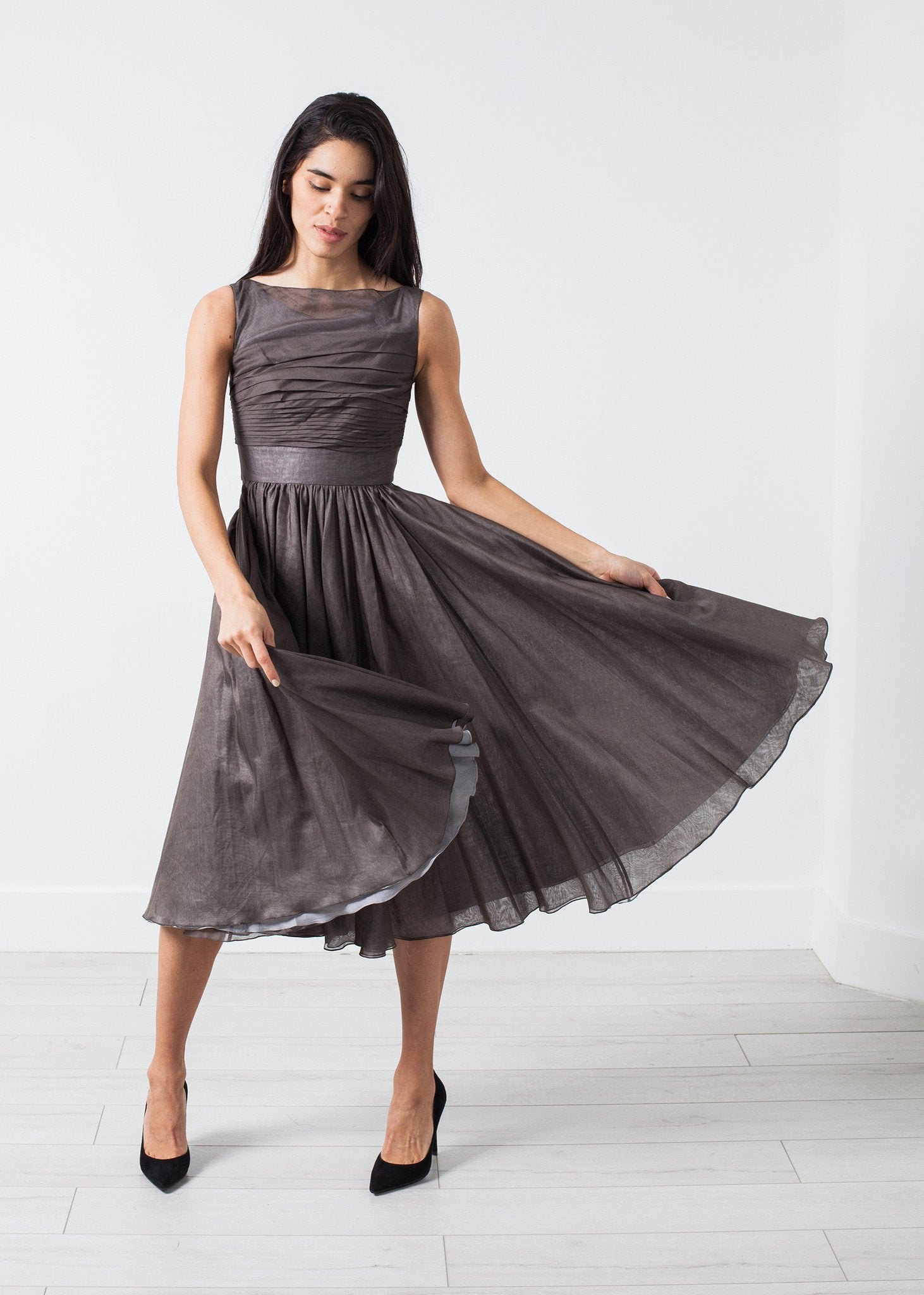 Voile Dress in Grey Pearl|women's dresses[option1]|[option2]|[option3] - hello