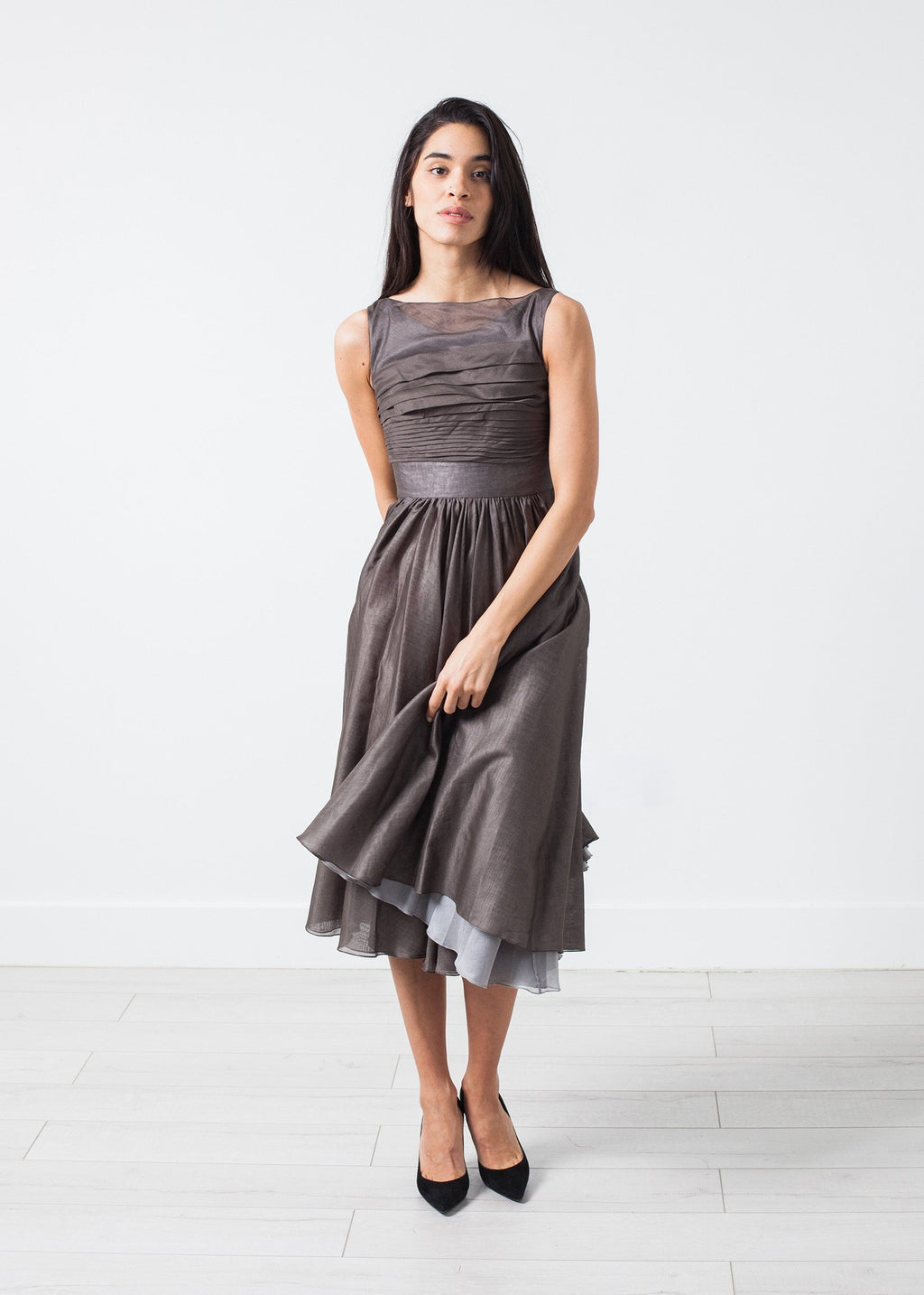 Voile Dress in Grey Pearl|women's dresses[option1]|[option2]|[option3] - hello