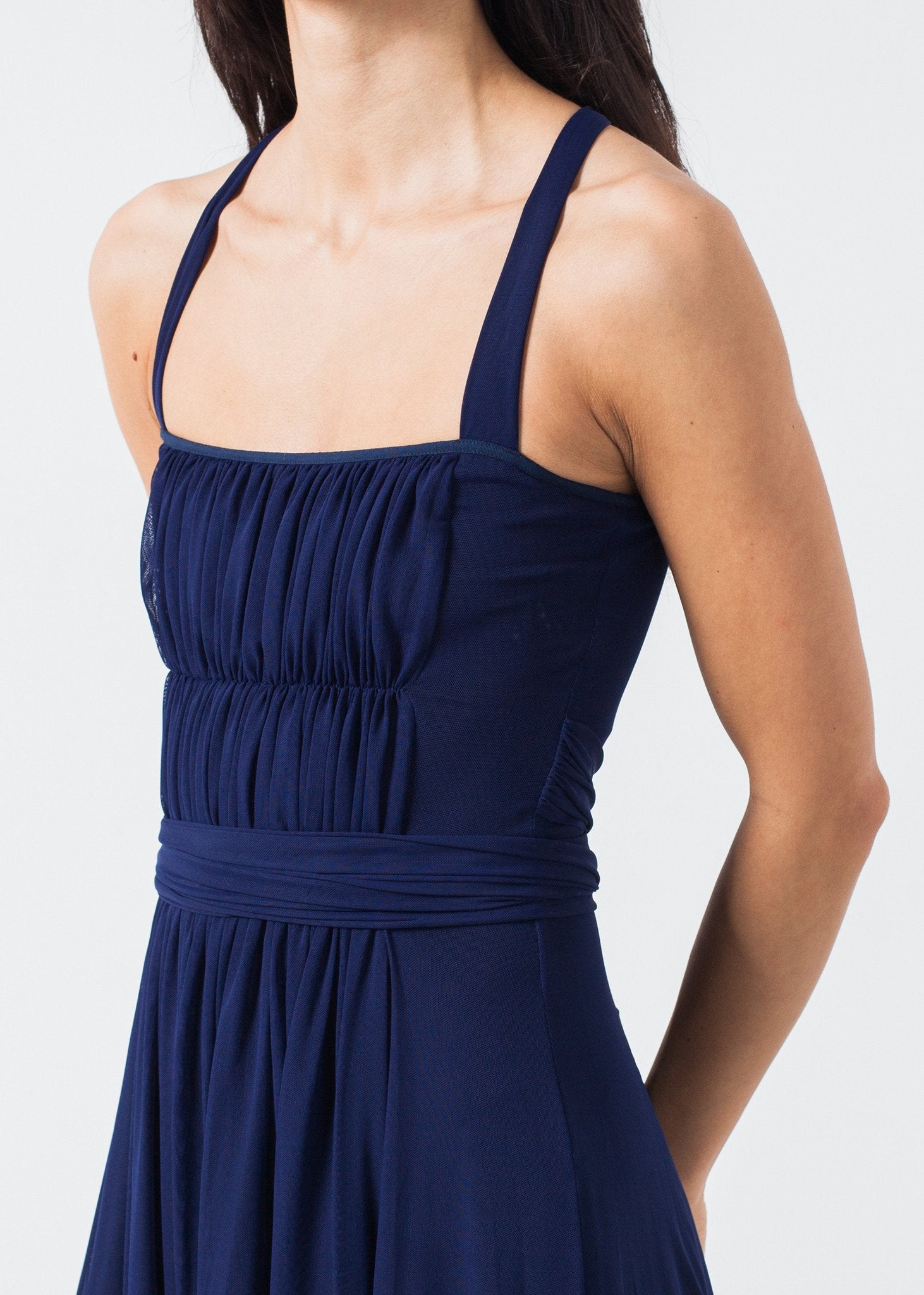 Ruched Party Dress in Navy|women's dresses[option1]|[option2]|[option3] - hello