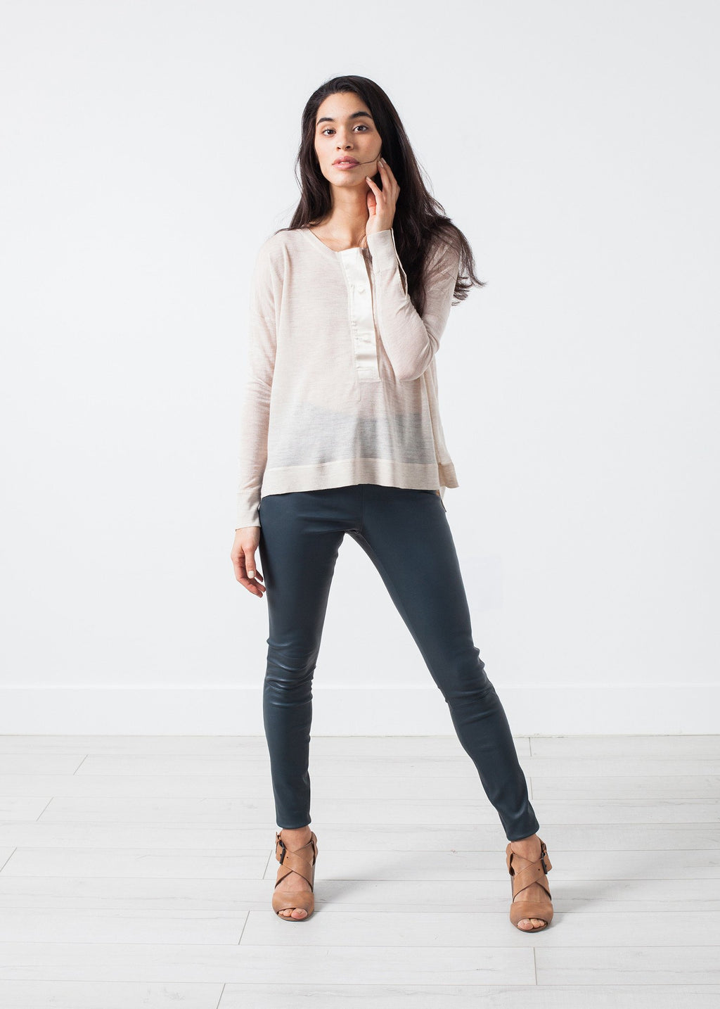 Elenaso Leather Trouser in Cool Grey|women's pants[option1]|[option2]|[option3] - hello