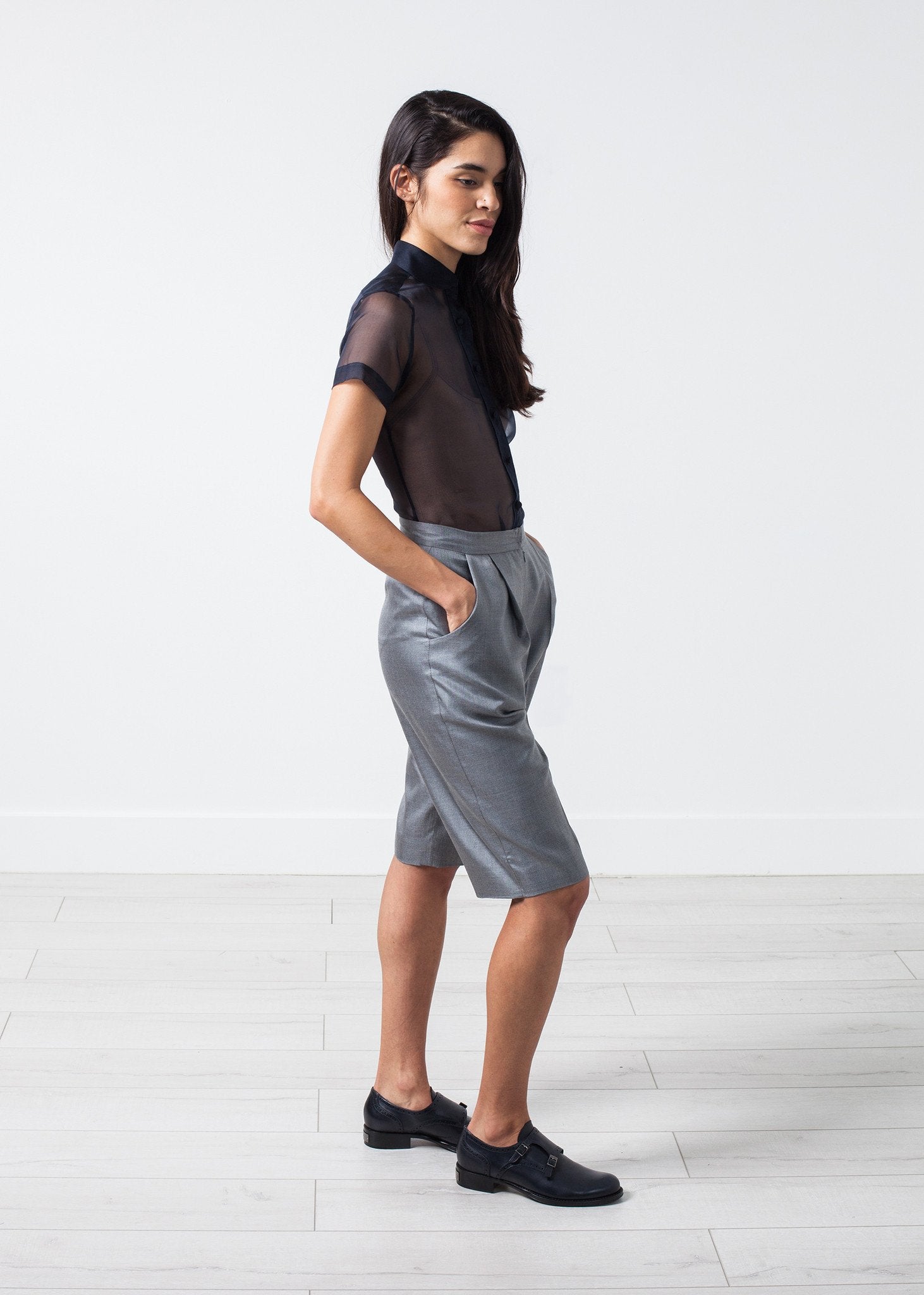 Silk Shorts in Grey|women's shorts[option1]|[option2]|[option3] - hello
