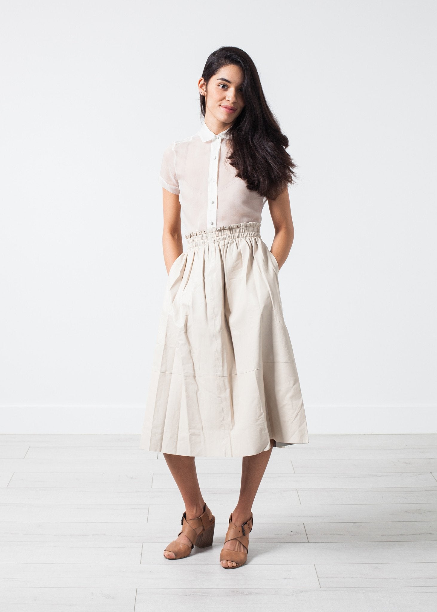 Eulera Leather Skirt in Cream|women's skirts[option1]|[option2]|[option3] - hello