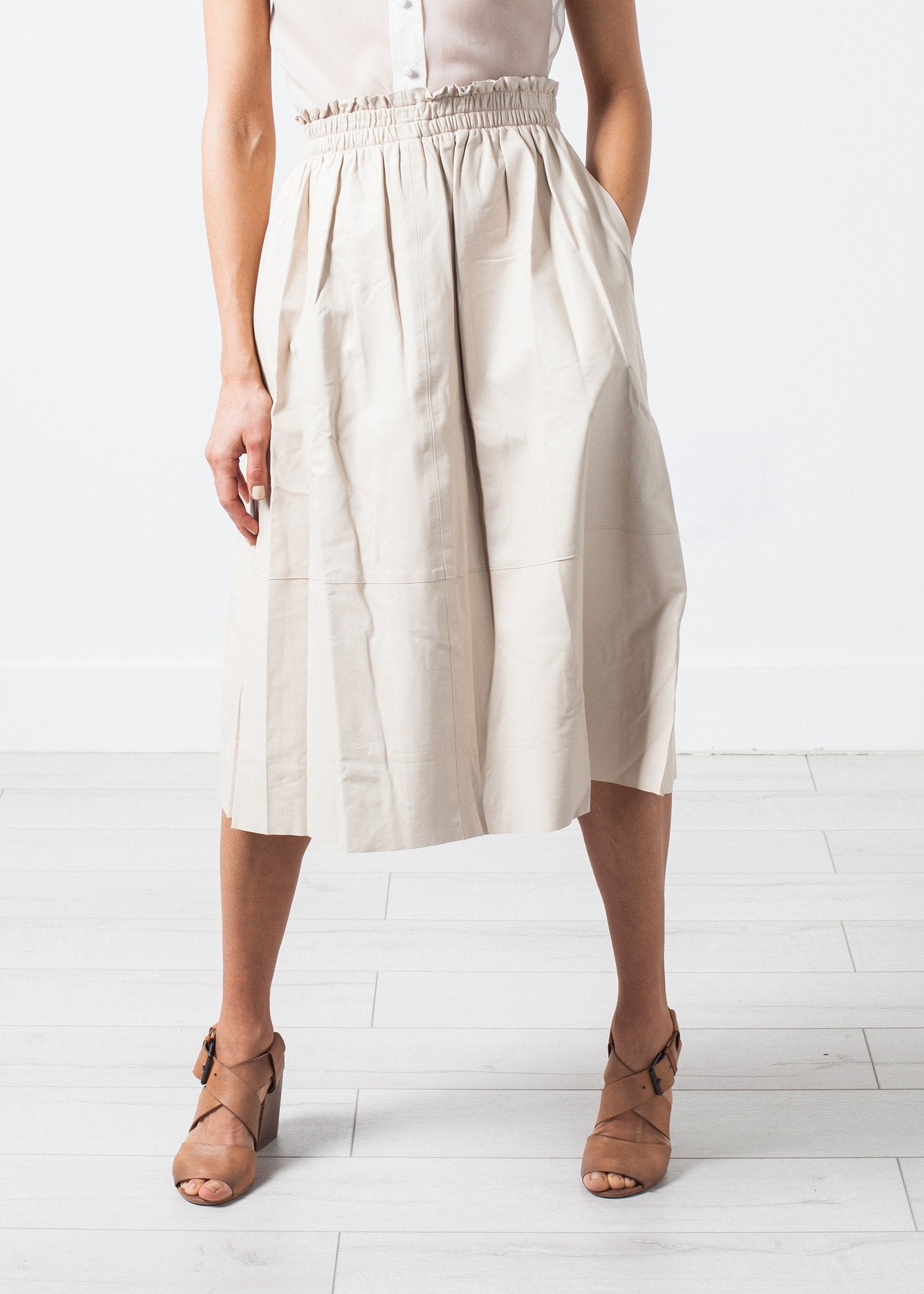 Eulera Leather Skirt in Cream|women's skirts[option1]|[option2]|[option3] - hello