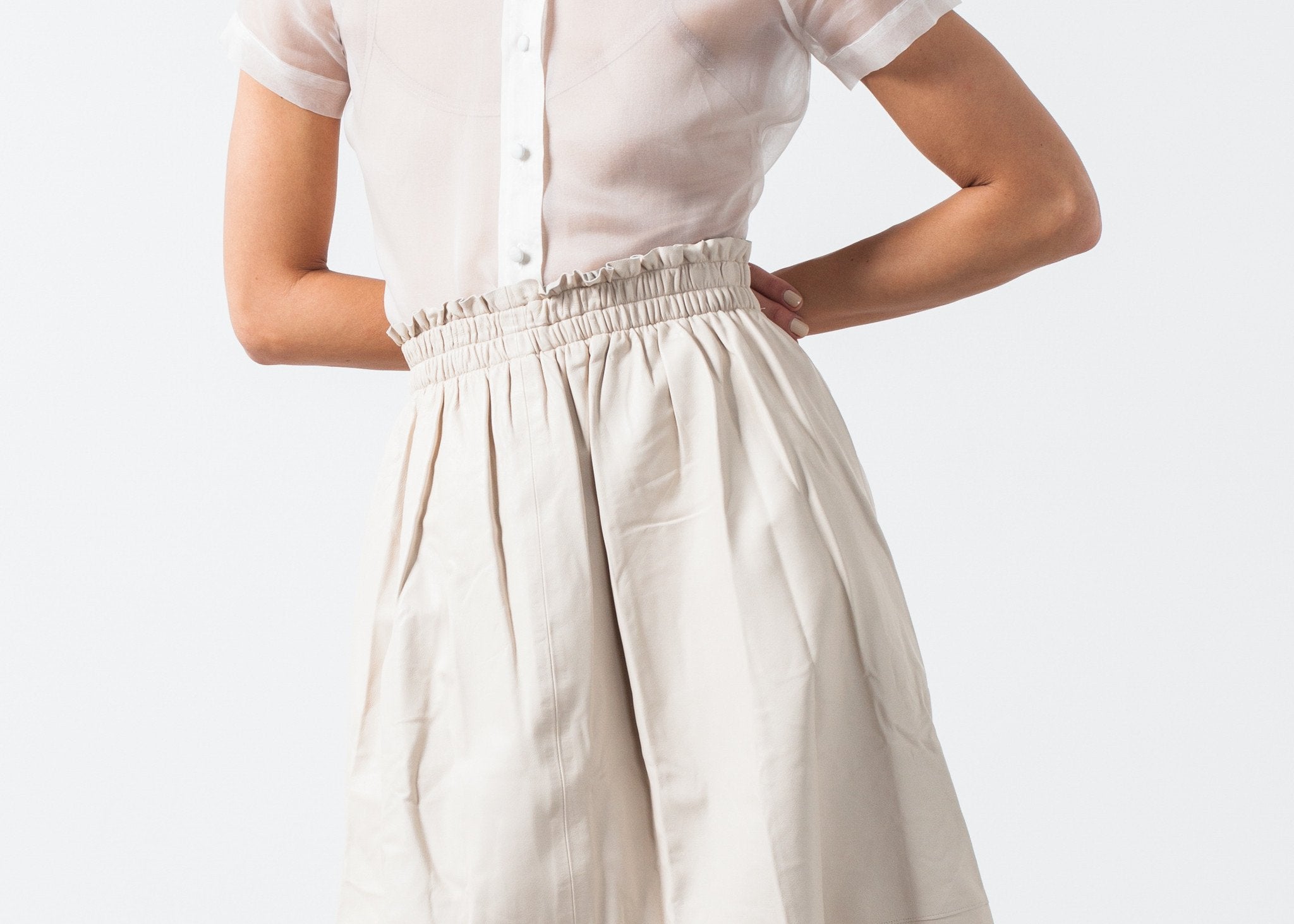 Eulera Leather Skirt in Cream|women's skirts[option1]|[option2]|[option3] - hello