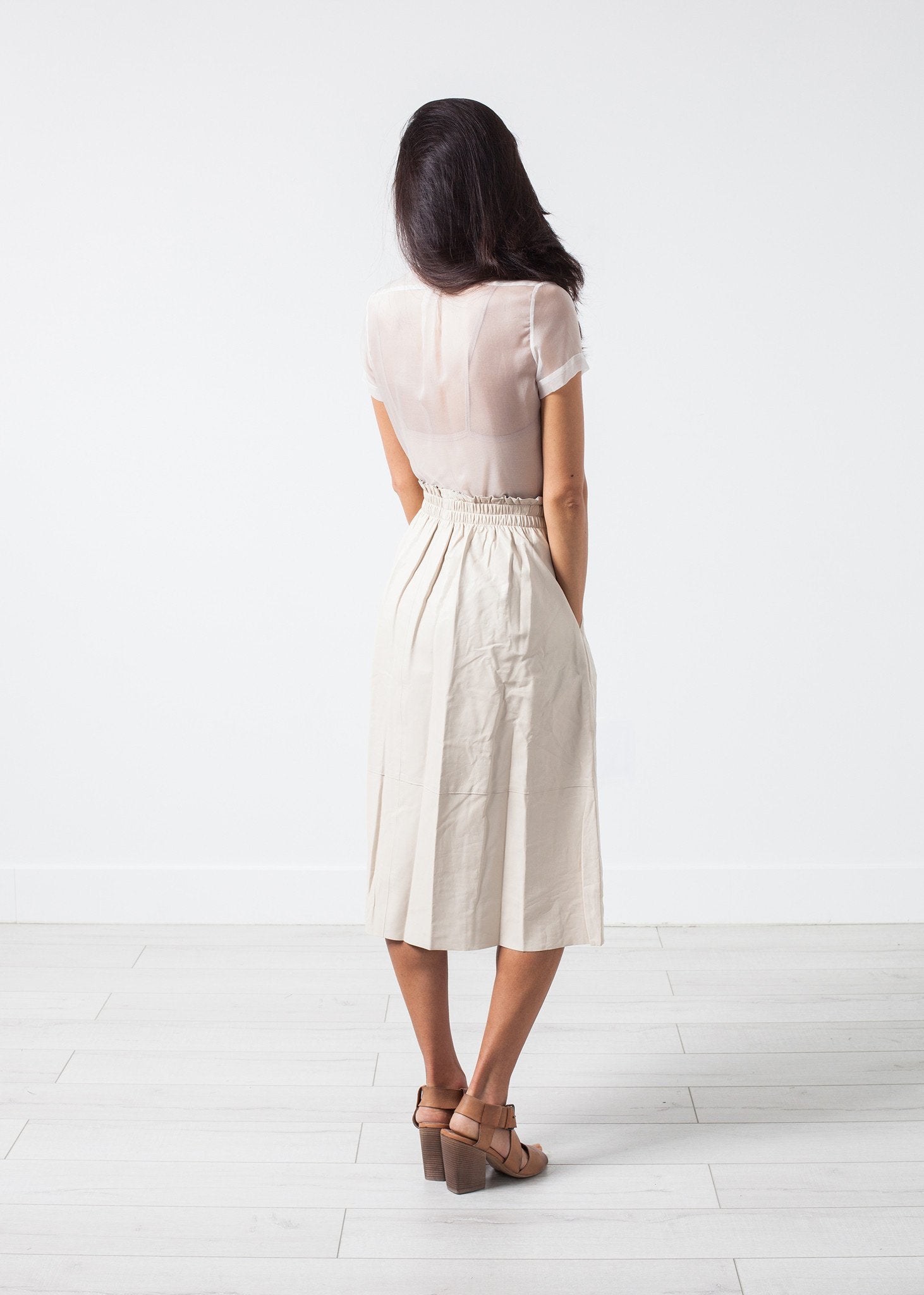 Eulera Leather Skirt in Cream|women's skirts[option1]|[option2]|[option3] - hello