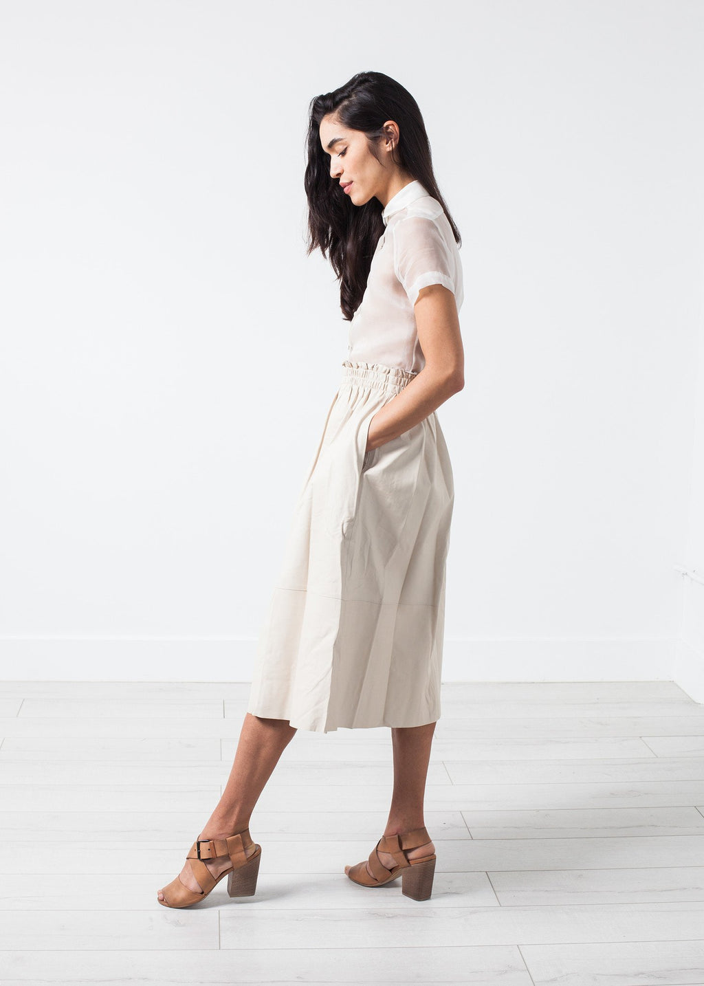 Eulera Leather Skirt in Cream|women's skirts[option1]|[option2]|[option3] - hello