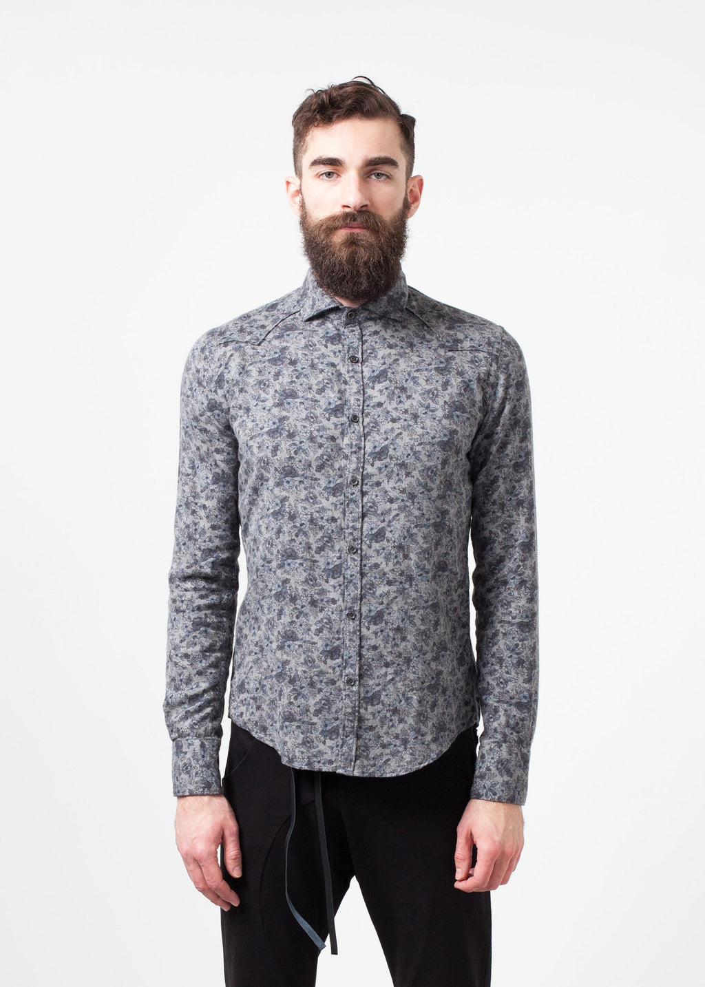 Western Arkansas Button-Up in Grey Floral|men's button-ups[option1]|[option2]|[option3] - hello