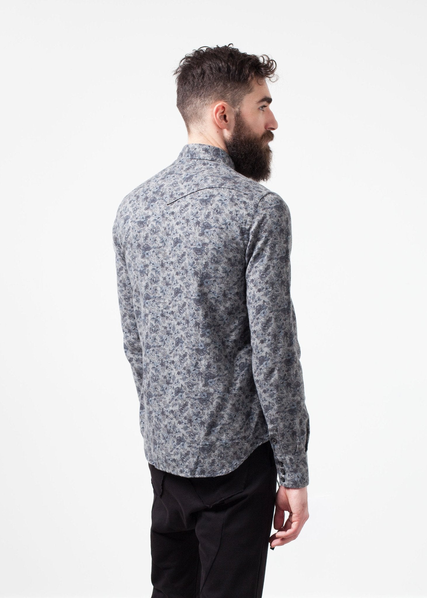 Western Arkansas Button-Up in Grey Floral|men's button-ups[option1]|[option2]|[option3] - hello