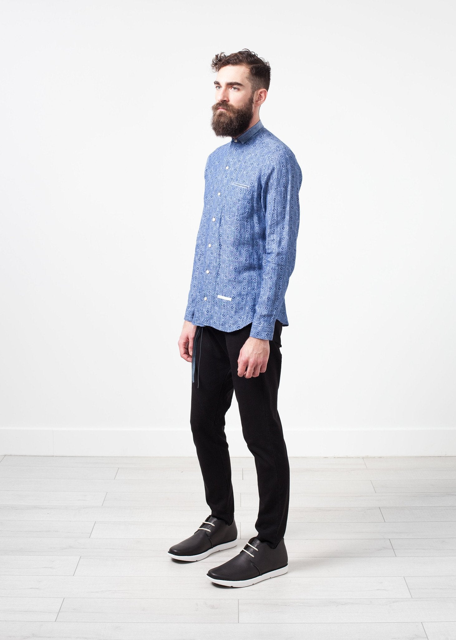Linen Button Up in Blue Diamond|men's button-ups[option1]|[option2]|[option3] - hello