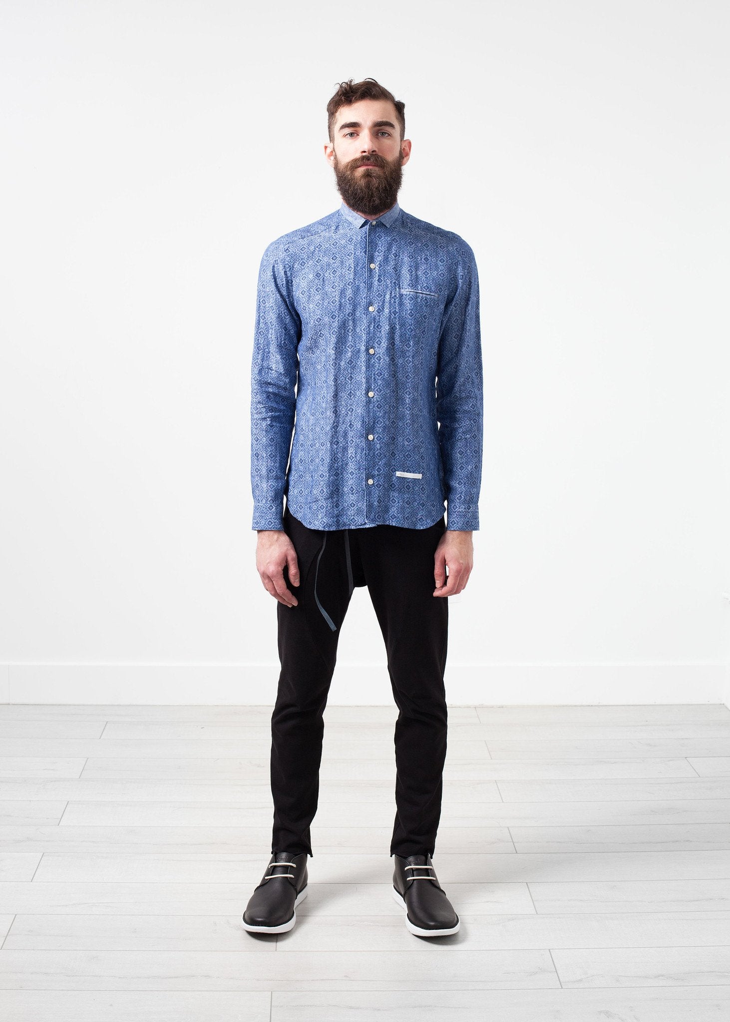 Linen Button Up in Blue Diamond|men's button-ups[option1]|[option2]|[option3] - hello