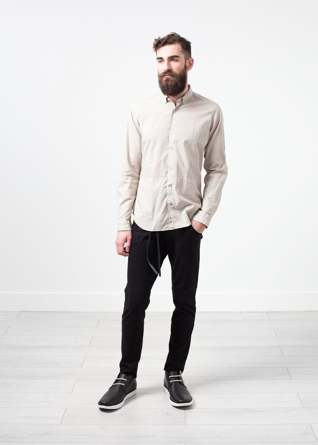 Patterned Button Up in Beige|men's button-ups[option1]|[option2]|[option3] - hello