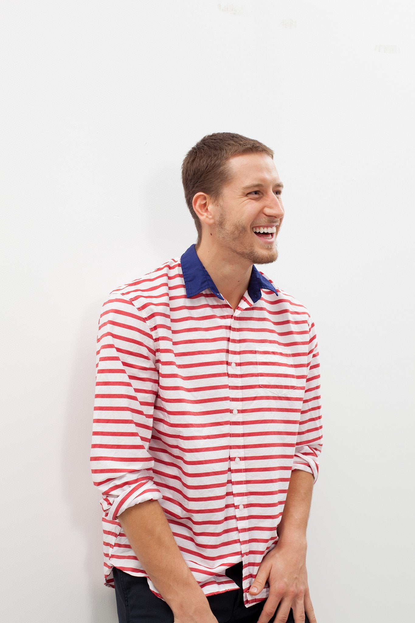 Luke Shirt in Red Stripe|men's button-ups[option1]|[option2]|[option3] - hello
