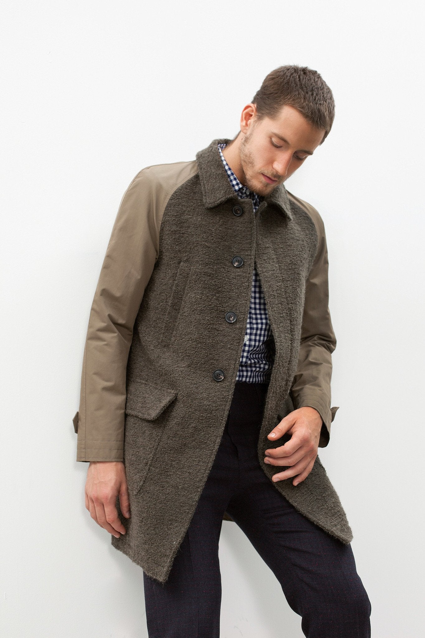 Raglan Maniche Coat in Olive|men's coats & jackets[option1]|[option2]|[option3] - hello