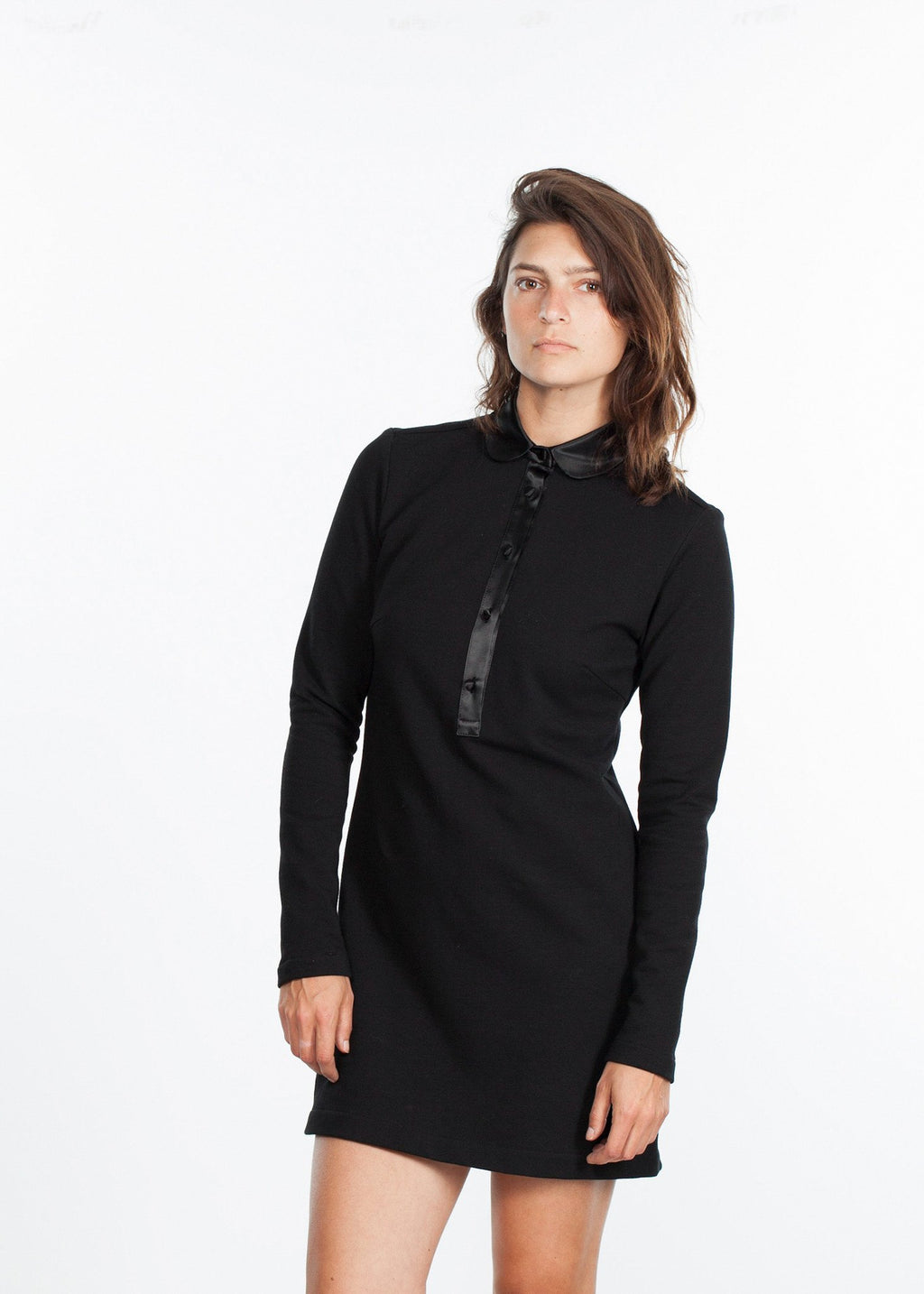 Fleece Jersey Dress in Black|women's dresses[option1]|[option2]|[option3] - hello
