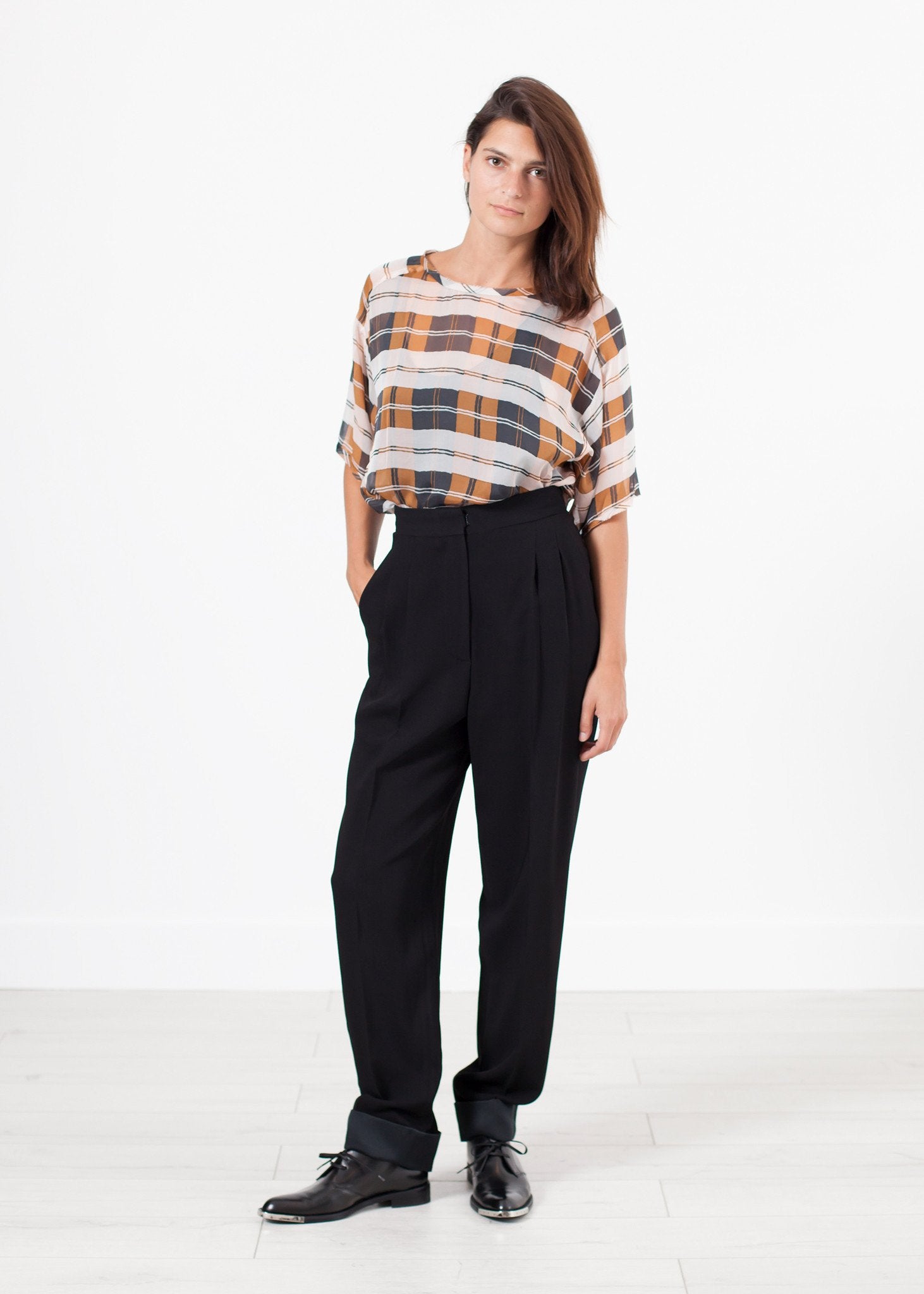 Contrast Cuff Pant in Black|women's pants[option1]|[option2]|[option3] - hello