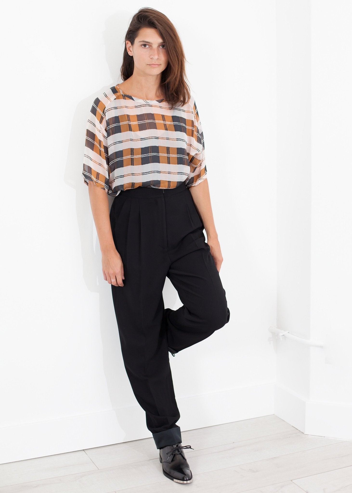 Contrast Cuff Pant in Black|women's pants[option1]|[option2]|[option3] - hello