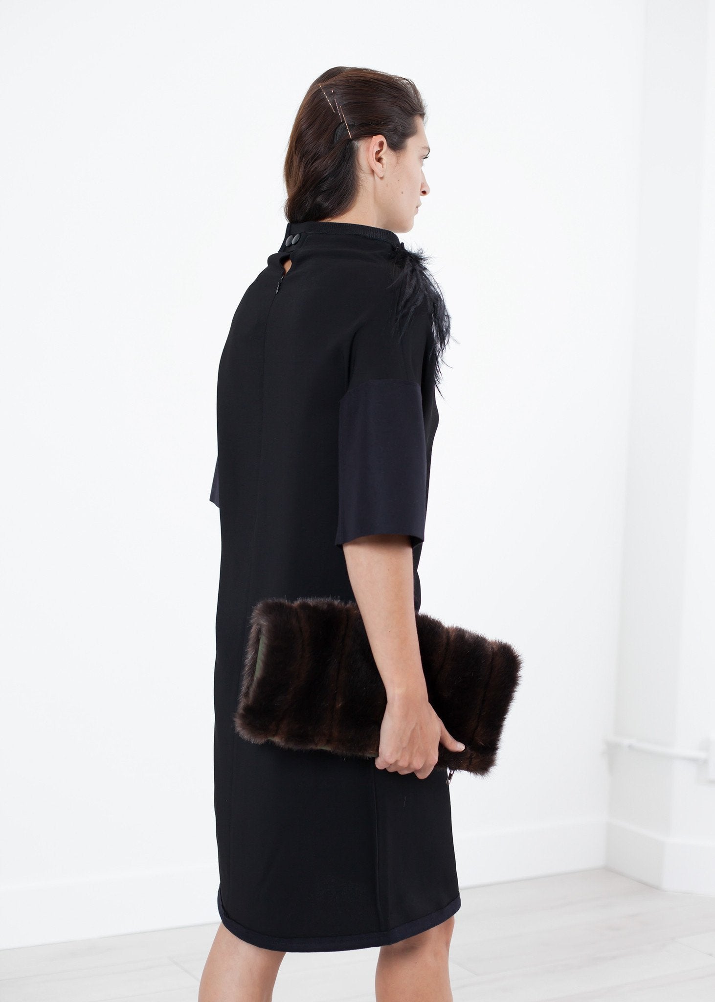 Ostrich Plume Dress in Black|women's coats & jackets[option1]|[option2]|[option3] - hello