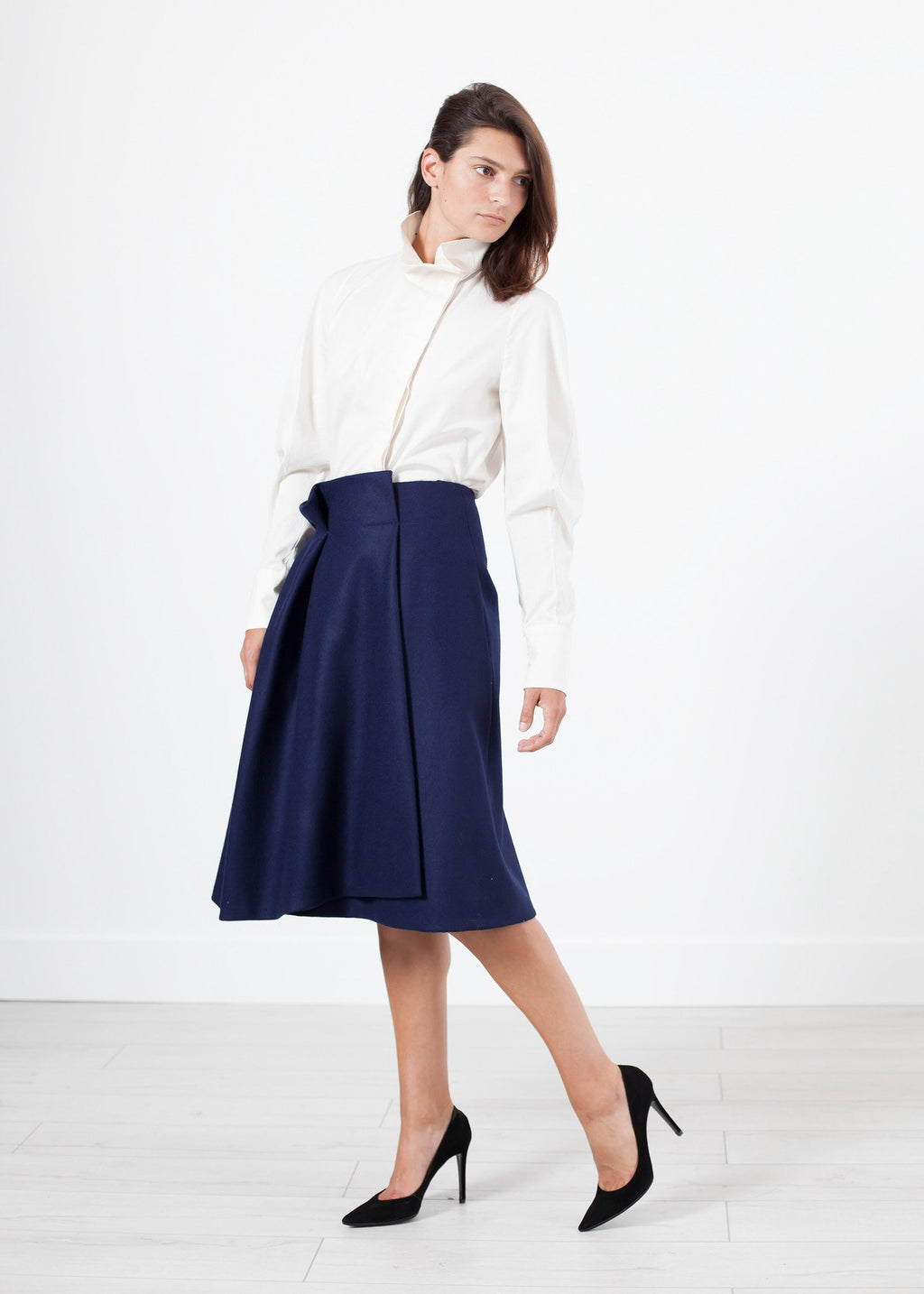 Full Collar Poplin Blouse in Off White|women's tops[option1]|[option2]|[option3] - hello