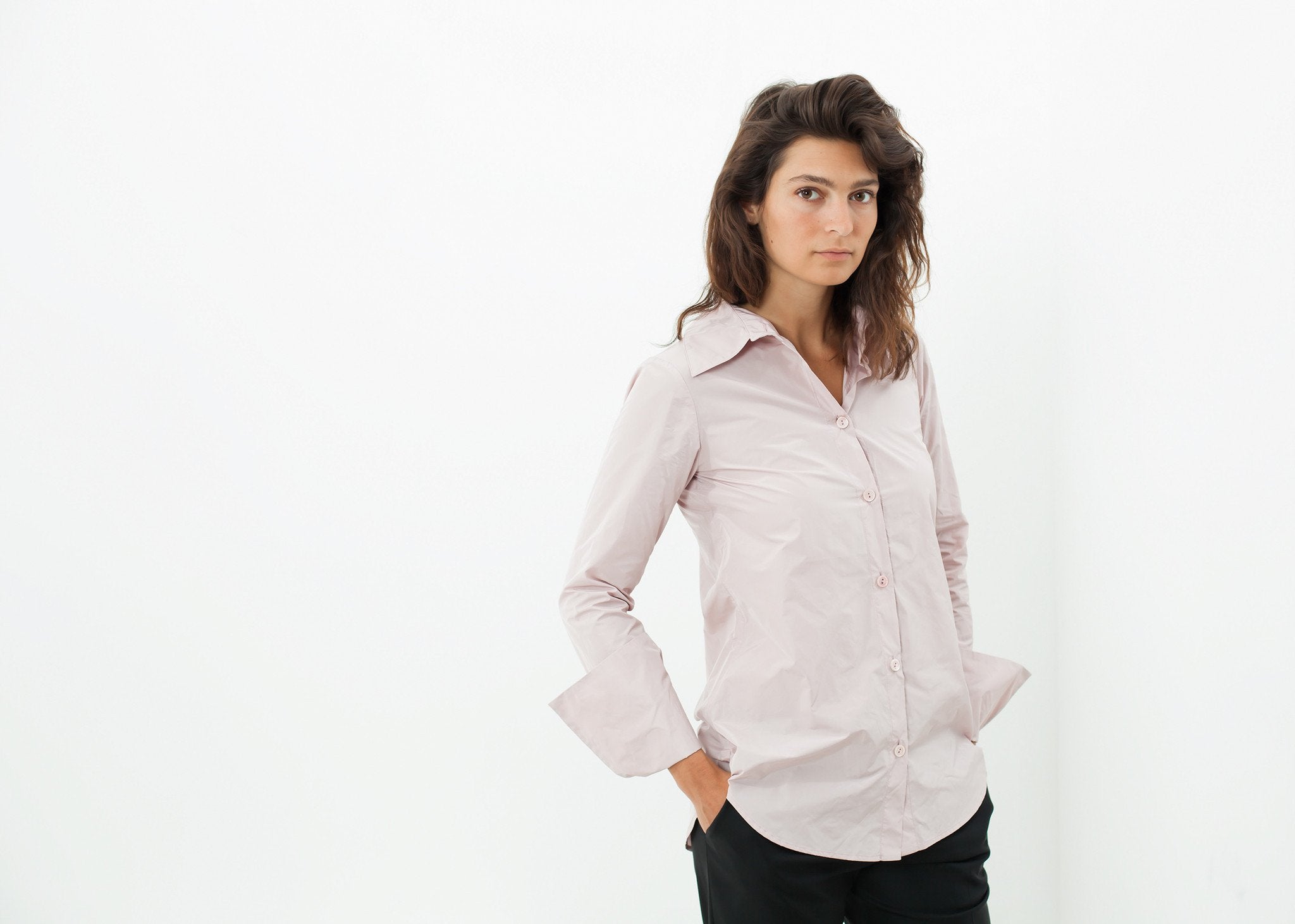 Pointed Collar Blouse in Rose|women's button-ups[option1]|[option2]|[option3] - hello
