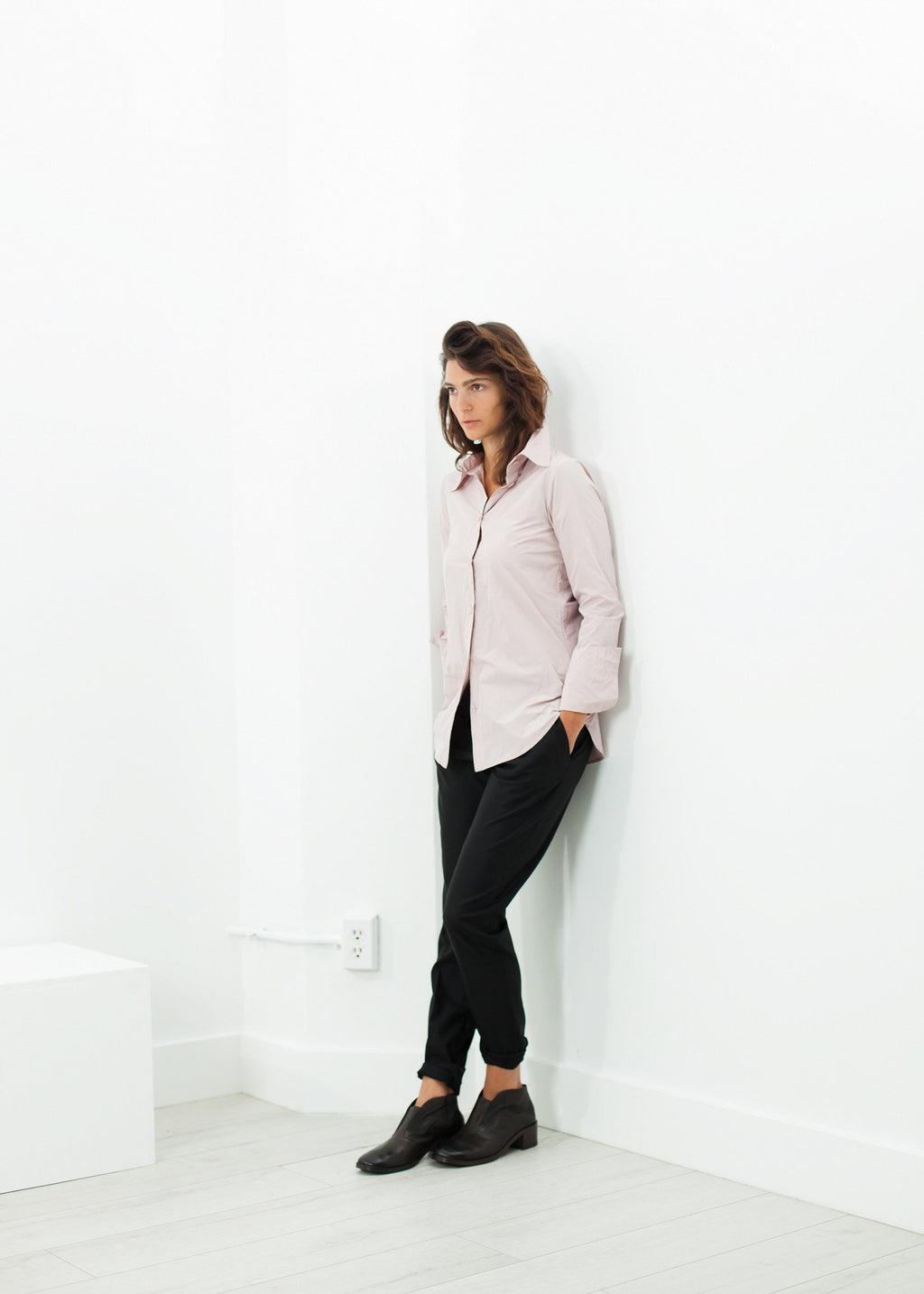 Pointed Collar Blouse in Rose|women's button-ups[option1]|[option2]|[option3] - hello