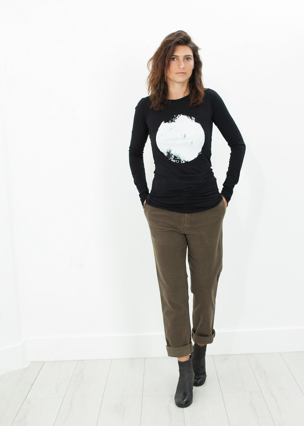 Sueded Cotton Pant in Khaki|women's pants[option1]|[option2]|[option3] - hello