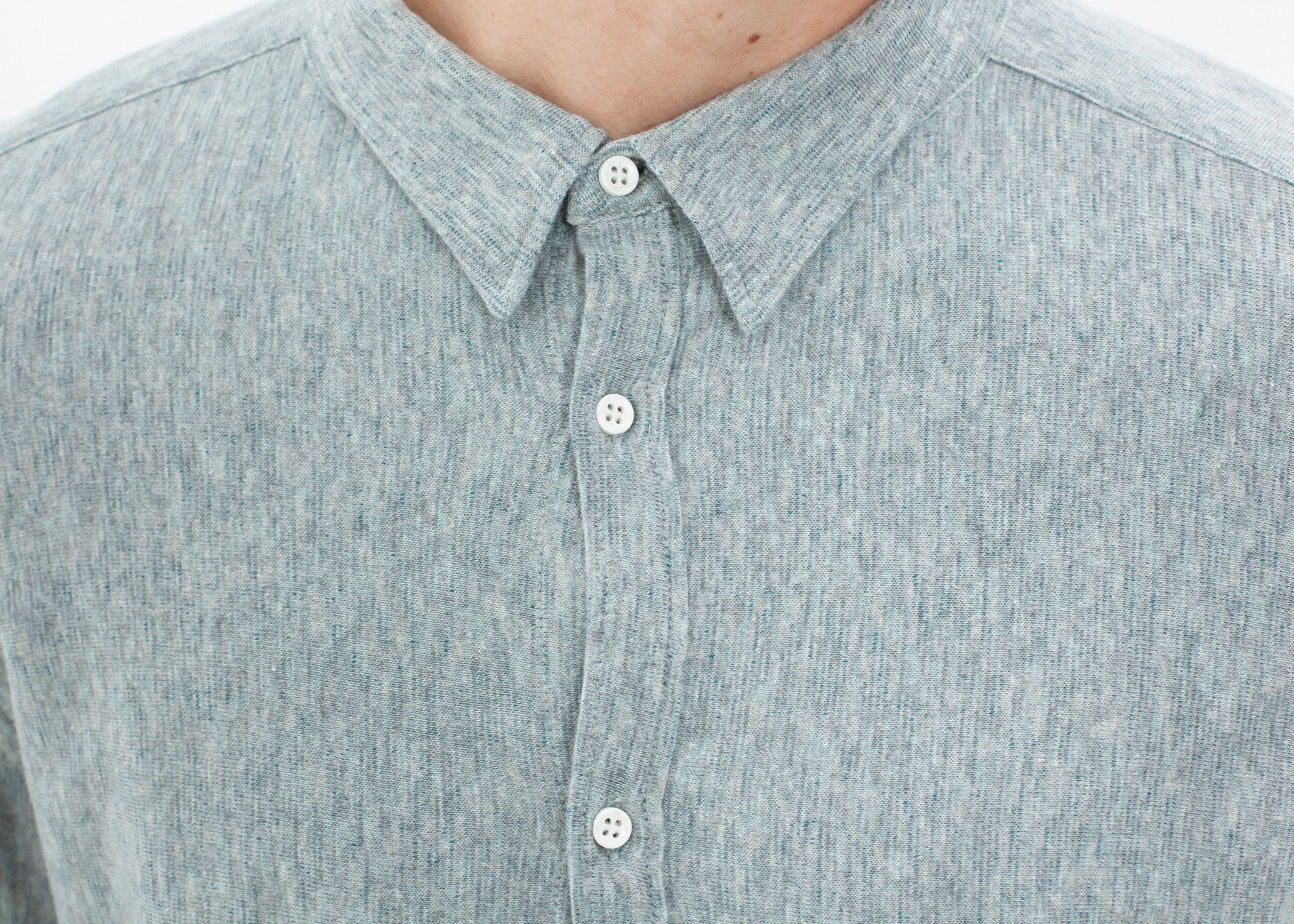 Kasuri Jersey Button-Up in Blue Grey|men's button-ups[option1]|[option2]|[option3] - hello