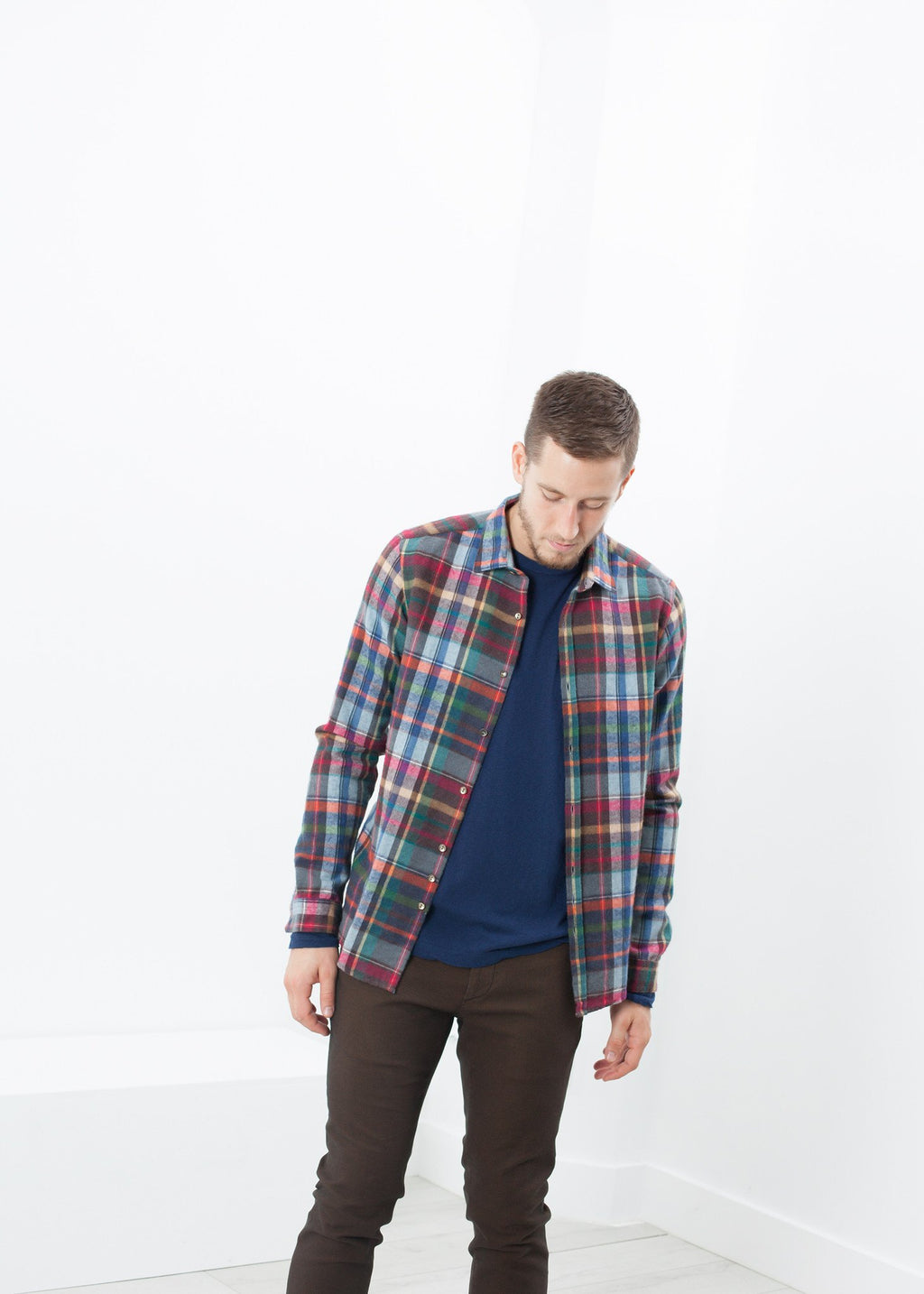 Riccardo Button-Up in Plaid Multi|men's button-ups[option1]|[option2]|[option3] - hello