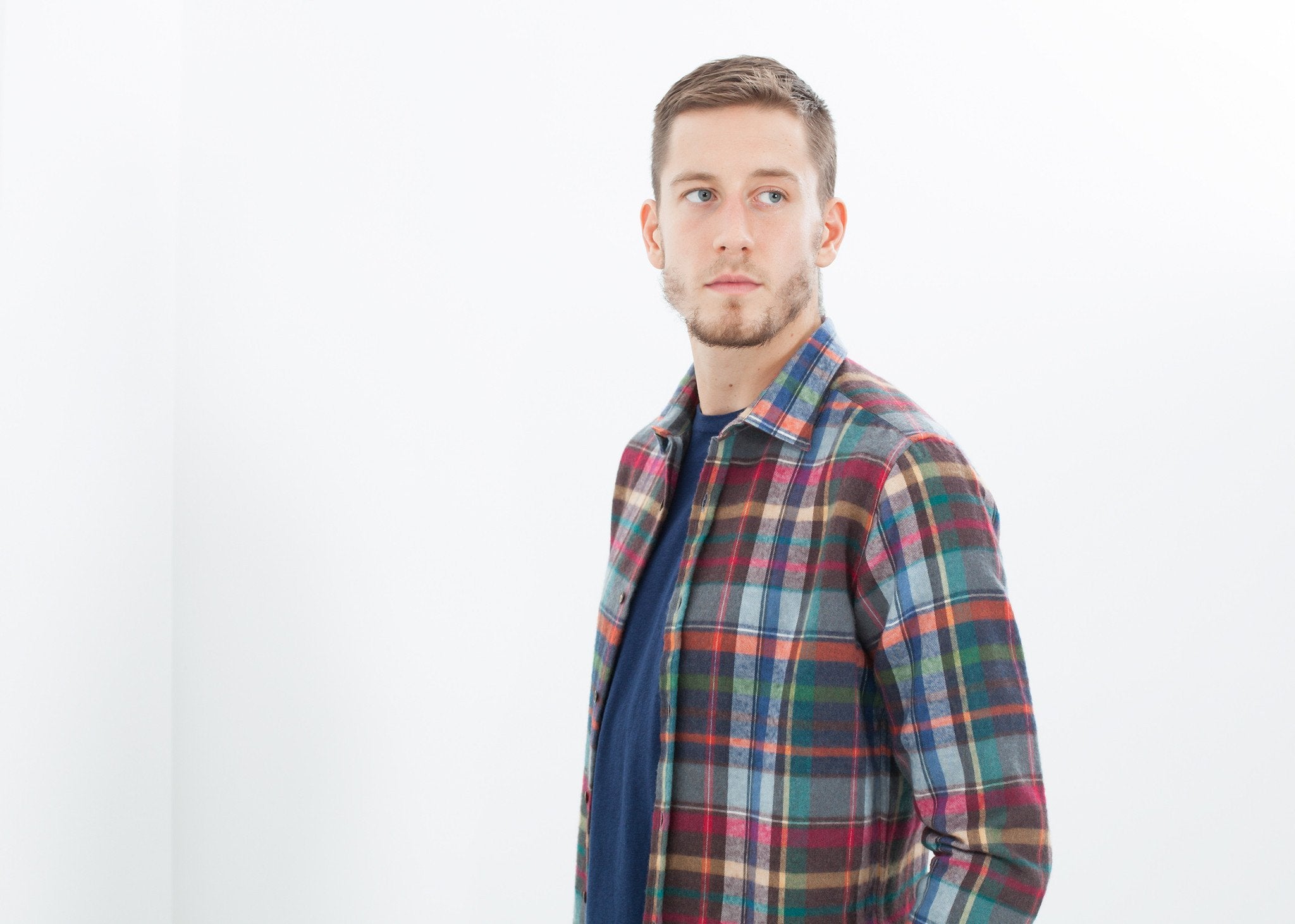 Riccardo Button-Up in Plaid Multi|men's button-ups[option1]|[option2]|[option3] - hello