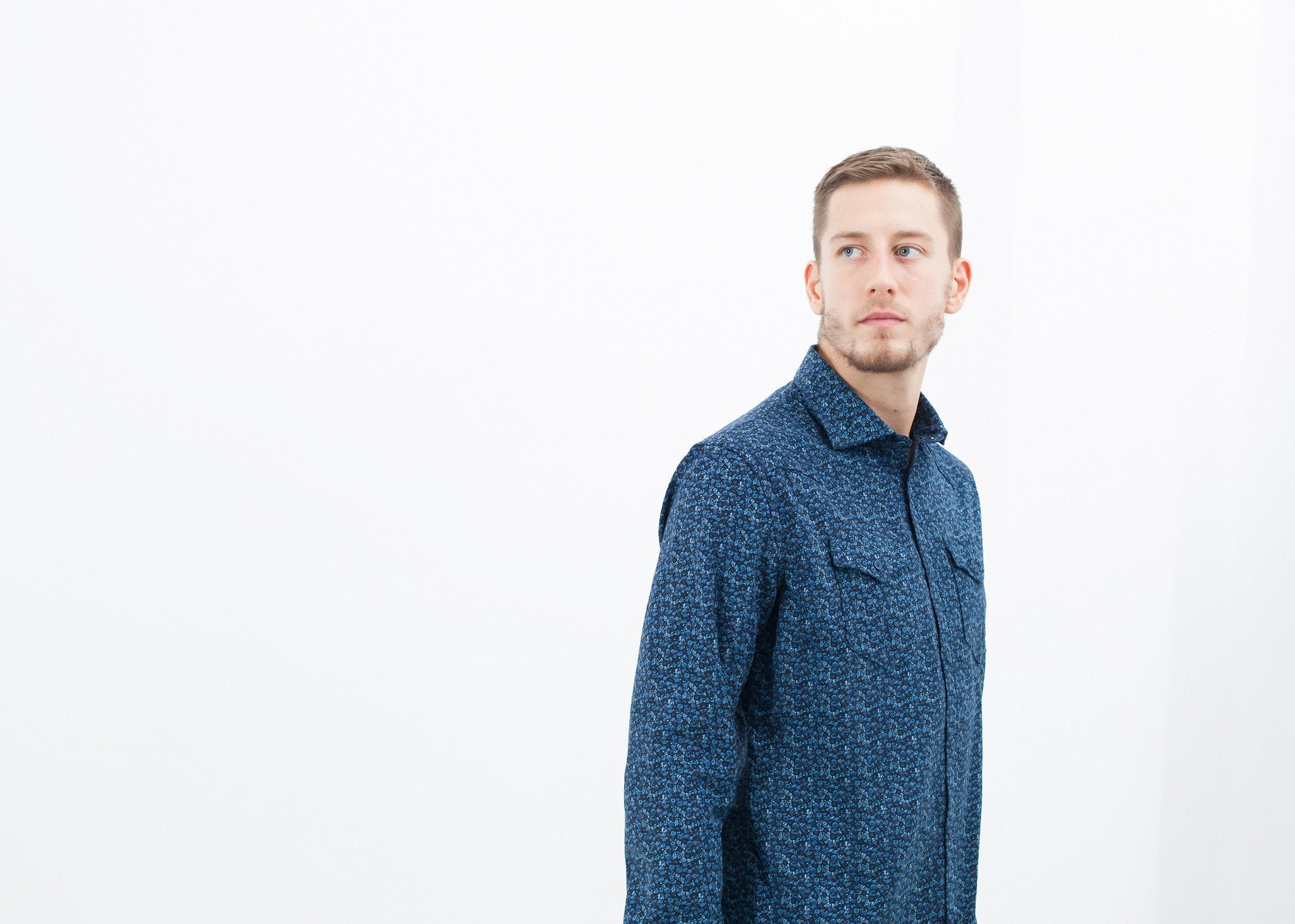 Western Arkansas Button-Up in Blue Floral|men's button-ups[option1]|[option2]|[option3] - hello