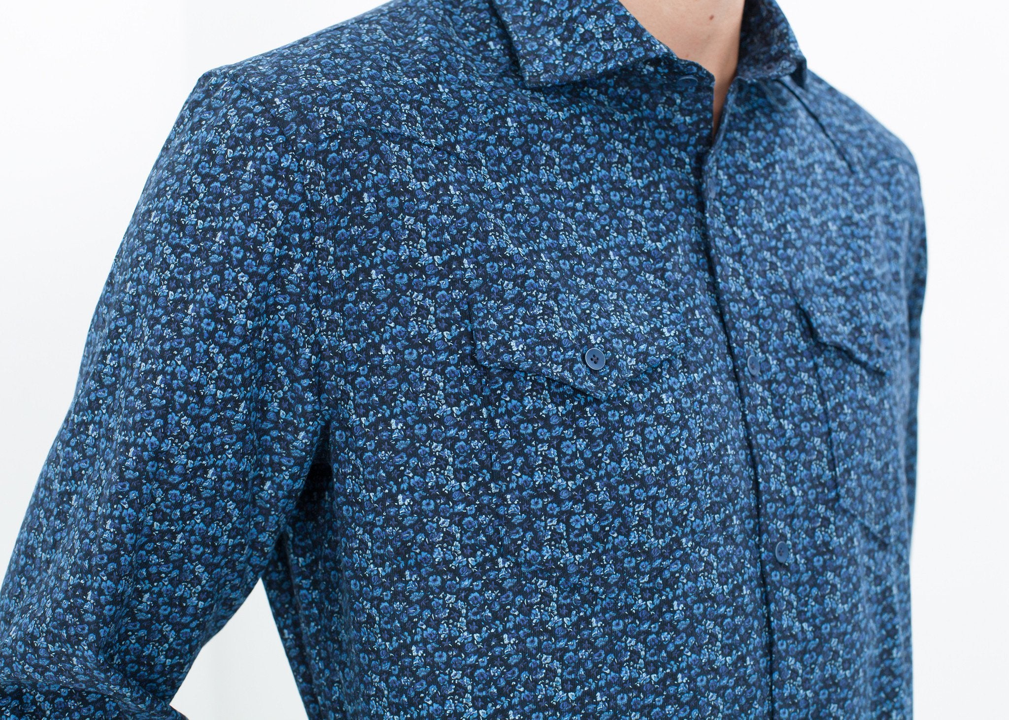 Western Arkansas Button-Up in Blue Floral|men's button-ups[option1]|[option2]|[option3] - hello