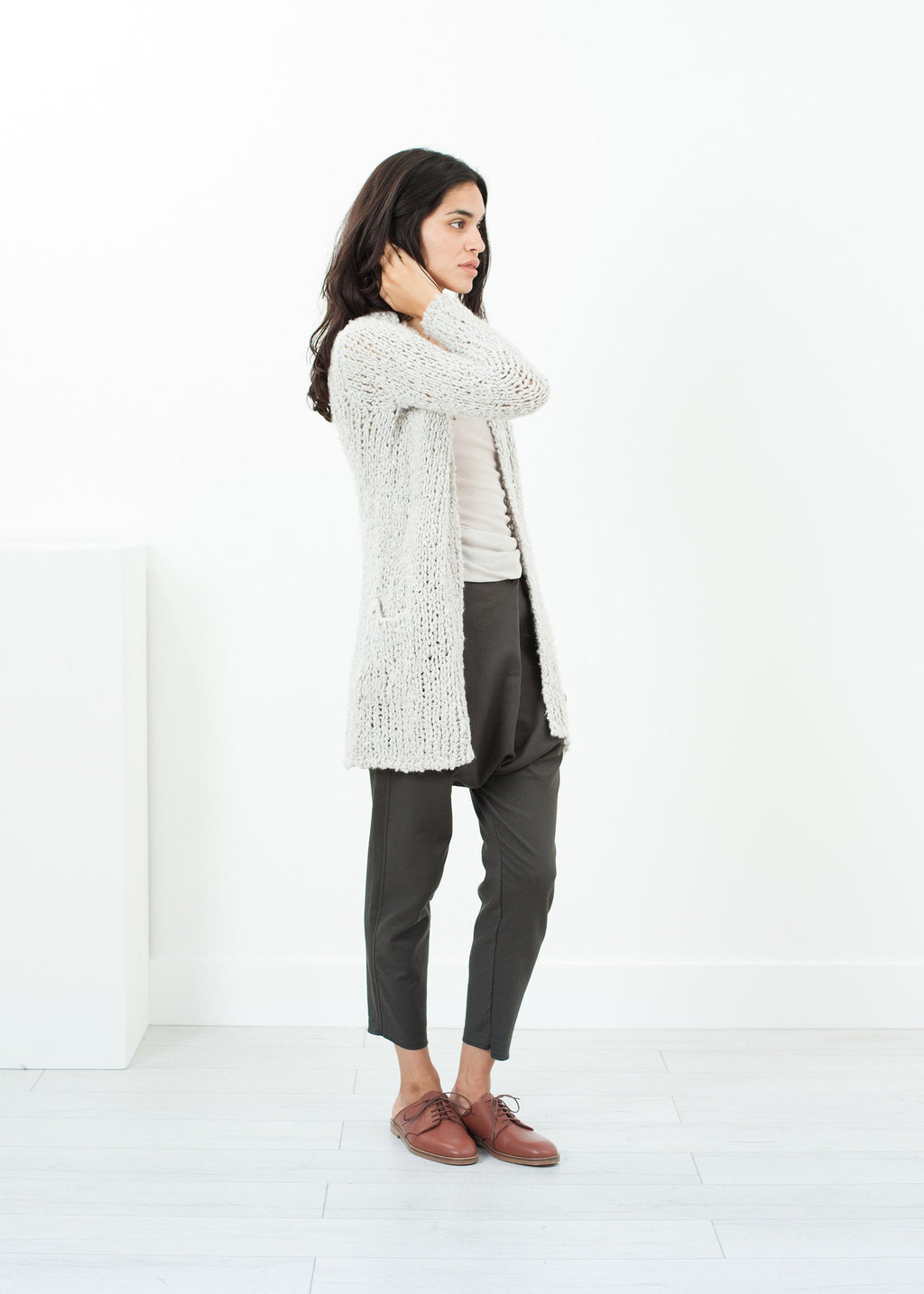 Bulk Stitch Cardigan in Cloud|women's knitwear[option1]|[option2]|[option3] - hello
