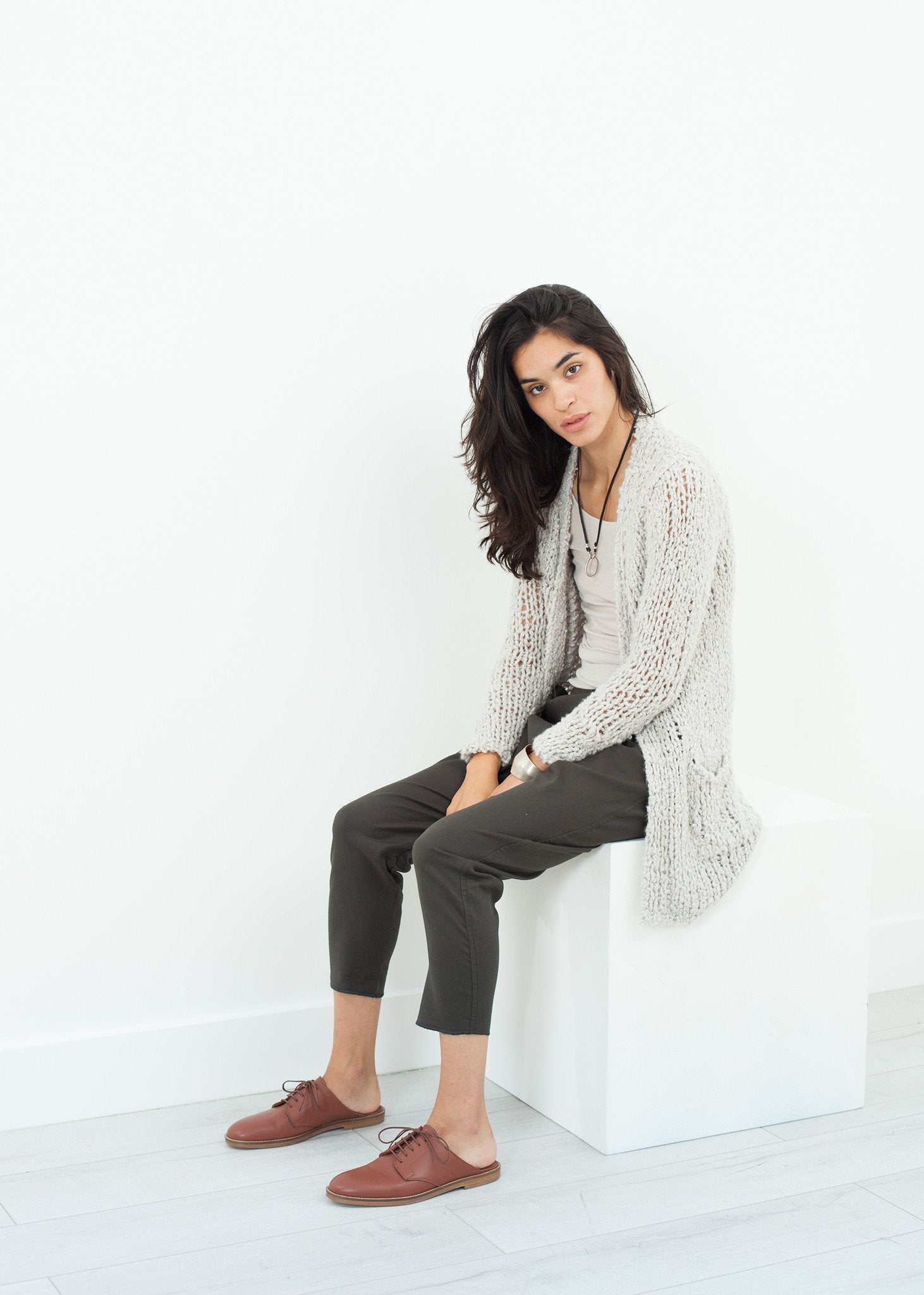 Bulk Stitch Cardigan in Cloud|women's knitwear[option1]|[option2]|[option3] - hello