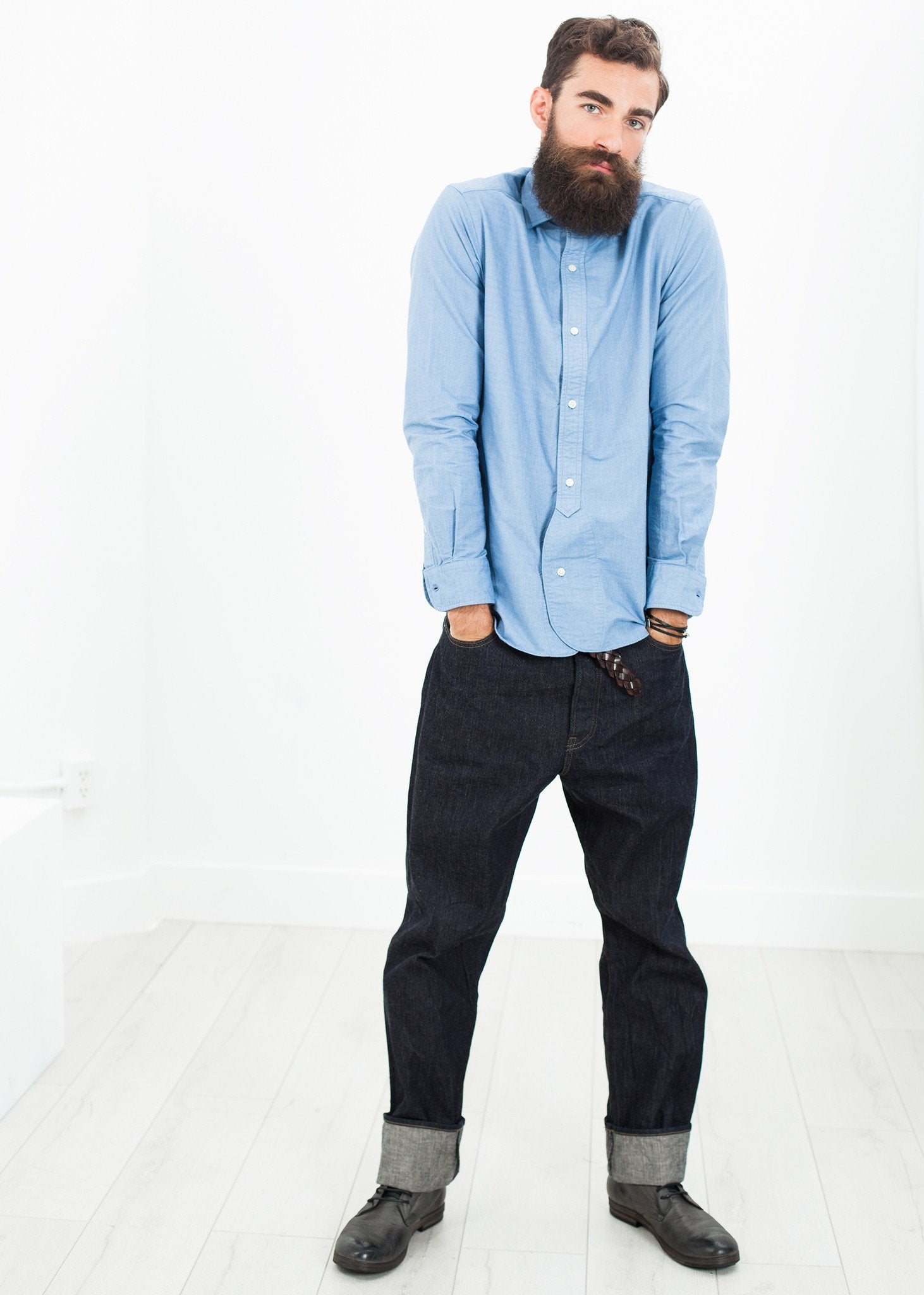 British Officer's Shirt in Sky Blue|men's button-ups[option1]|[option2]|[option3] - hello