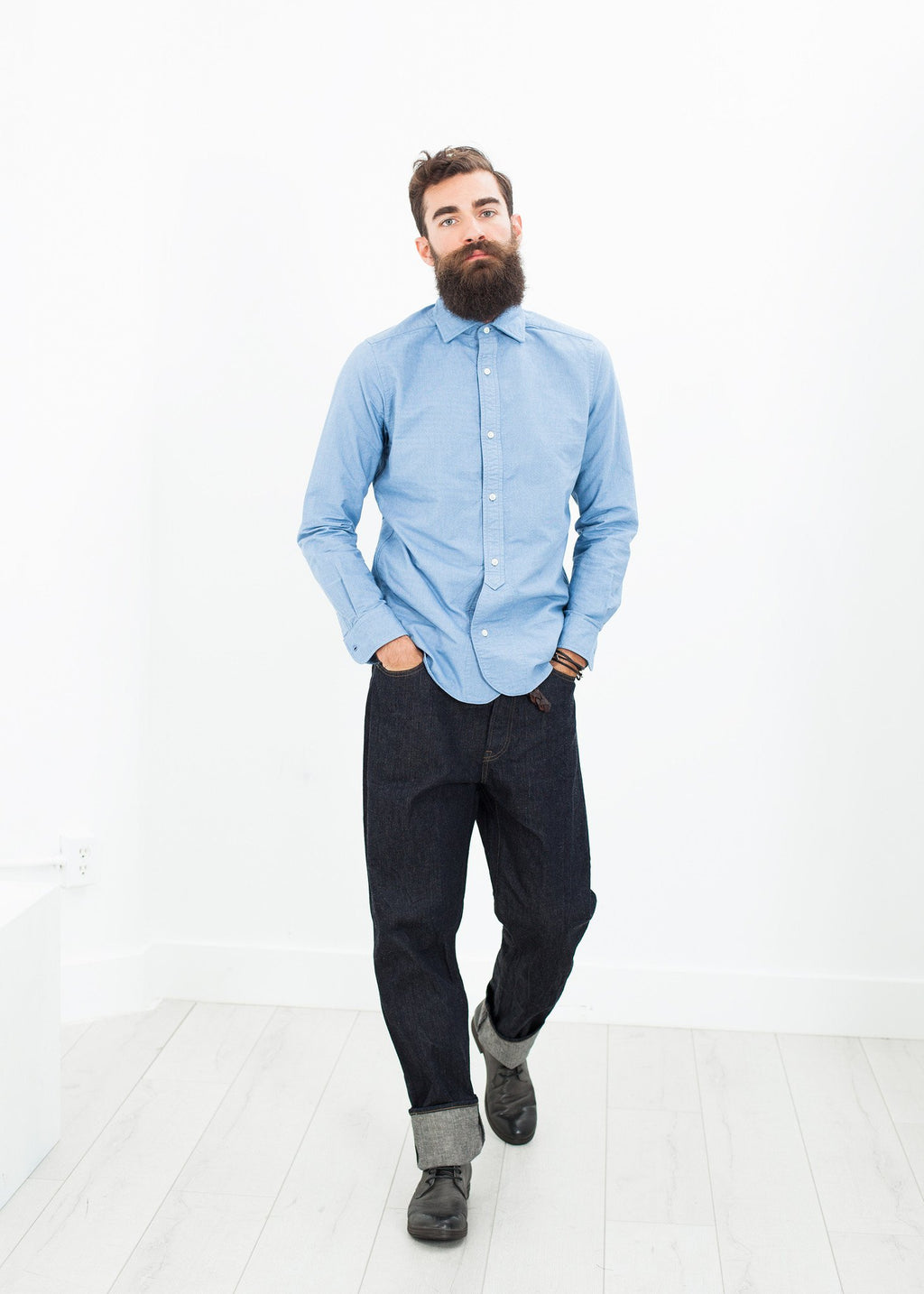 British Officer's Shirt in Sky Blue|men's button-ups[option1]|[option2]|[option3] - hello