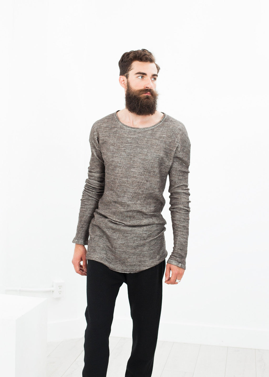 Extra Long Sleeve Sweater in Cavern|men's knitwear[option1]|[option2]|[option3] - hello