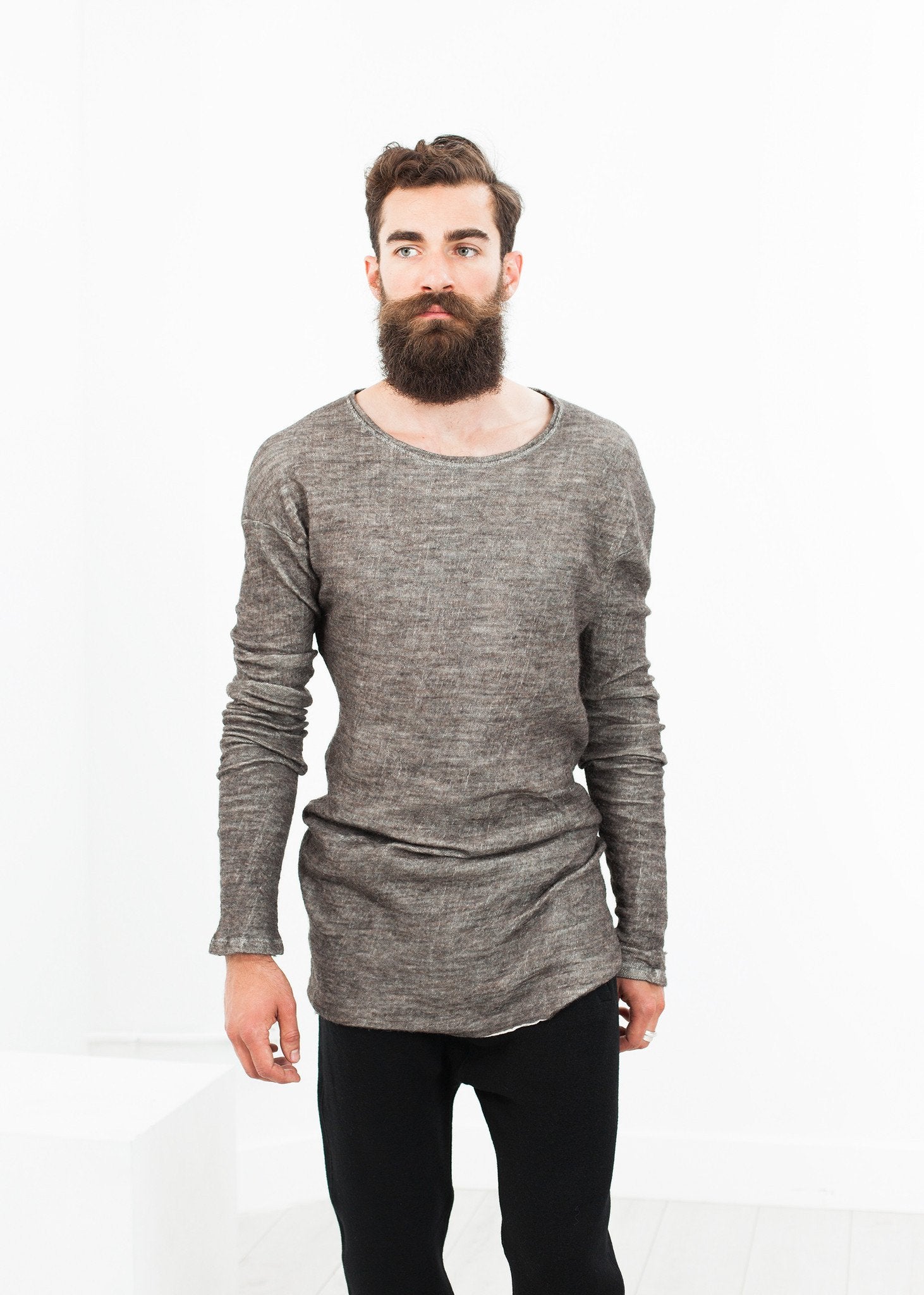 Extra Long Sleeve Sweater in Cavern|men's knitwear[option1]|[option2]|[option3] - hello