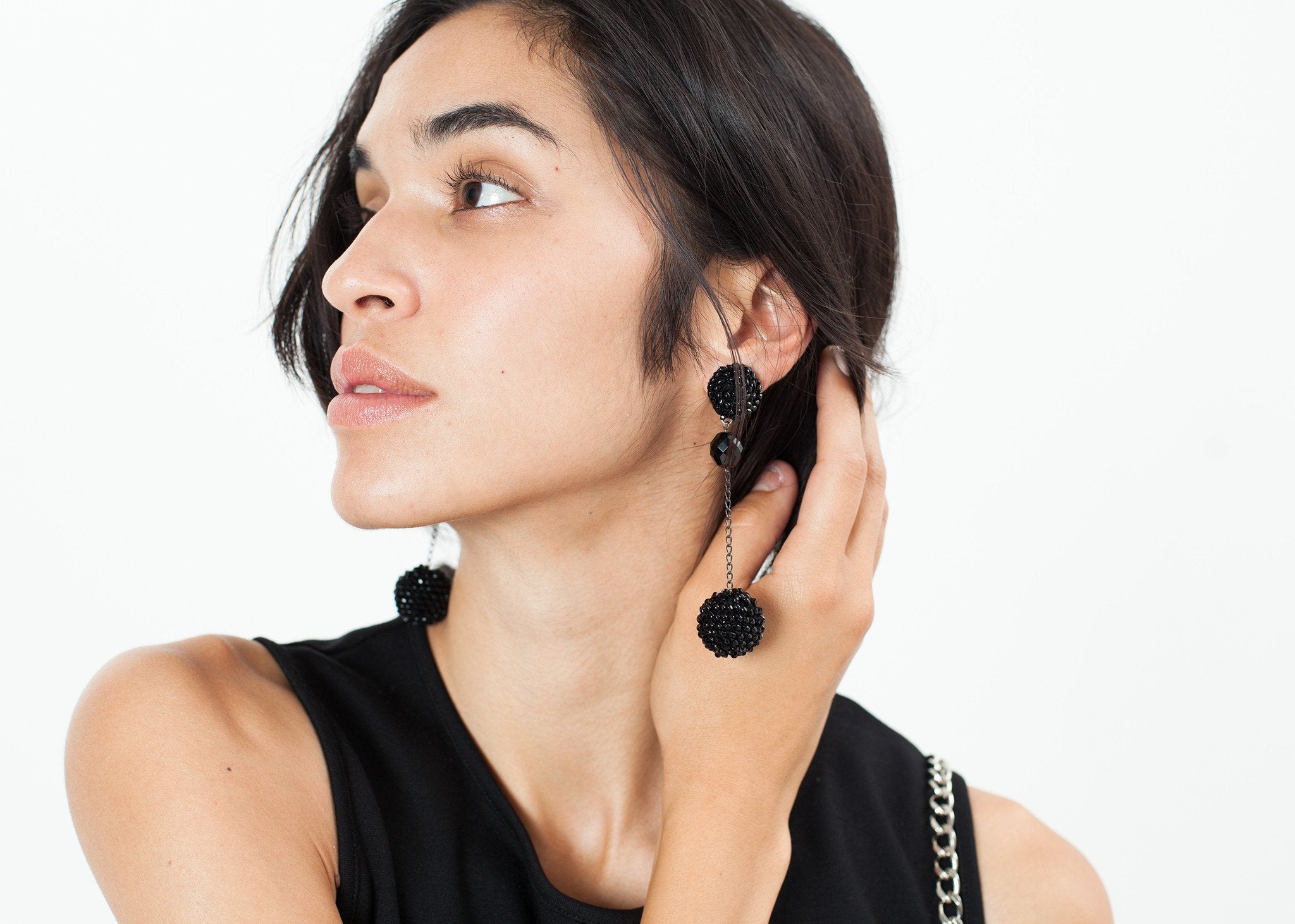 Drop Cluster Earring in Black|women's earrings[option1]|[option2]|[option3] - hello