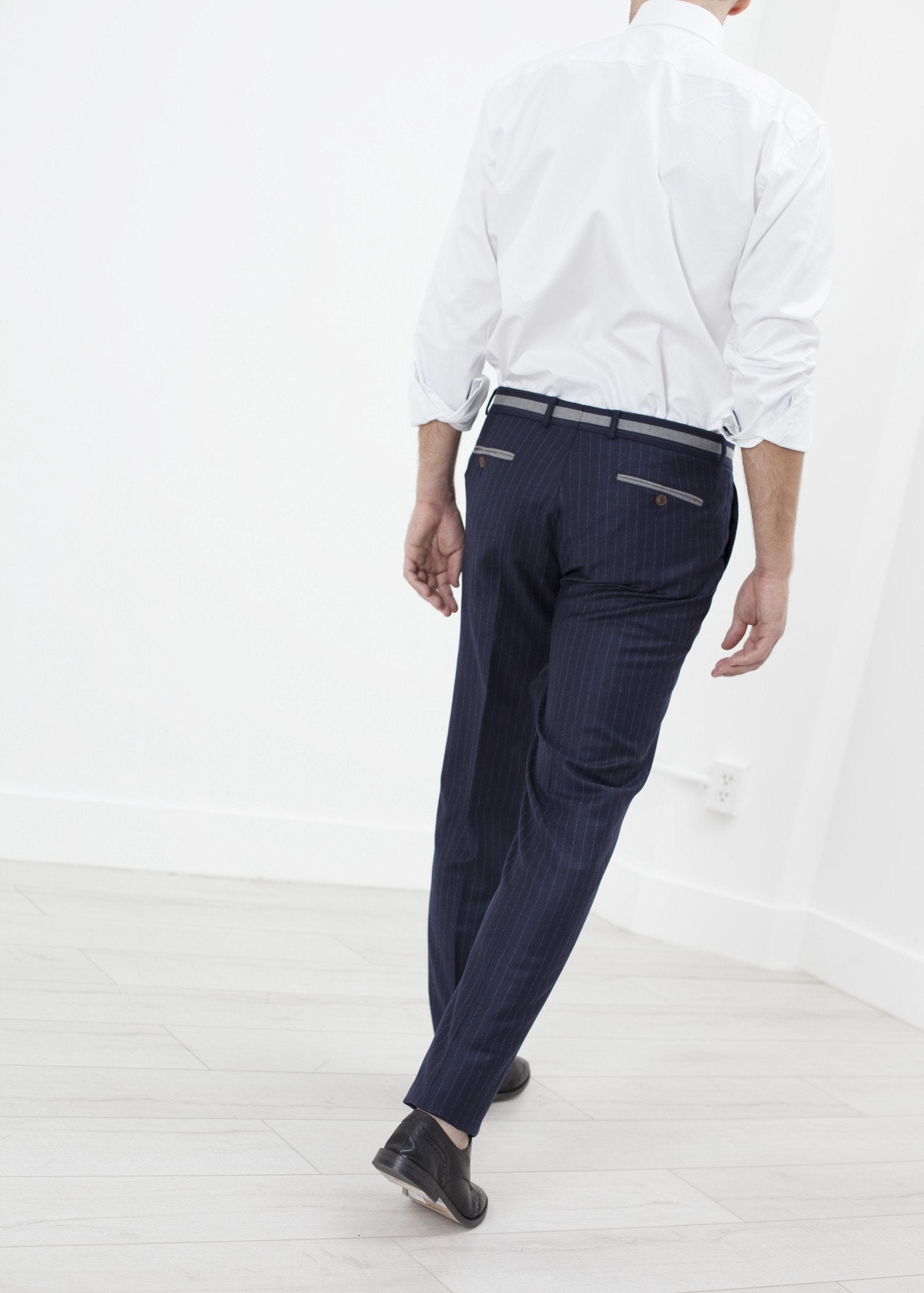 Sinclair Trouser in Navy Stripe|men's trousers[option1]|[option2]|[option3] - hello