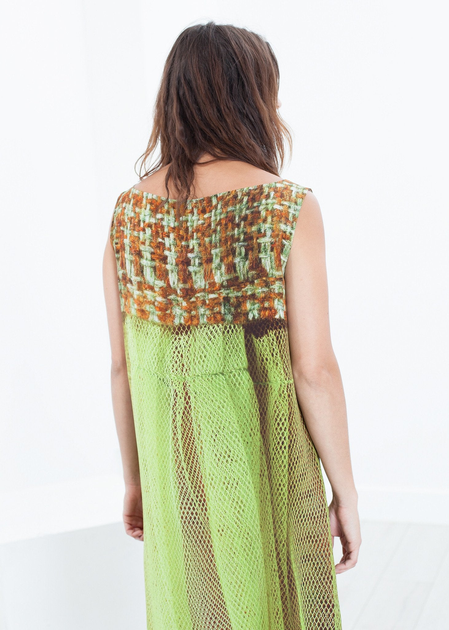 Silk Shift in Tweed and Net|women's dresses[option1]|[option2]|[option3] - hello