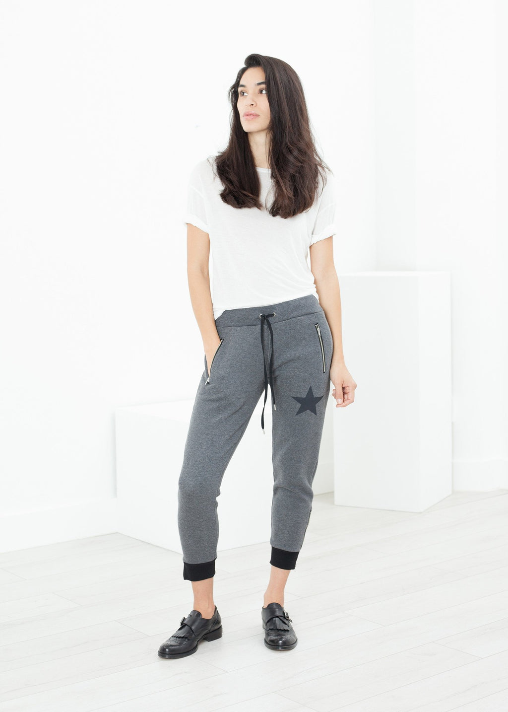 Loopwheeler Star Pant in Grey|women's pants[option1]|[option2]|[option3] - hello