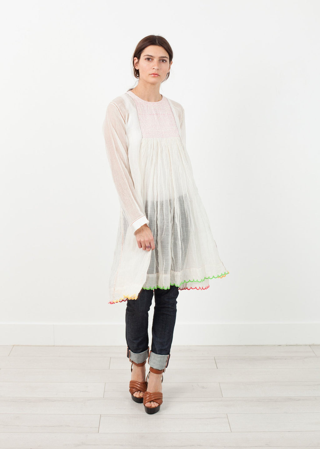 Pink Bib Dress in White|women's dresses[option1]|[option2]|[option3] - hello