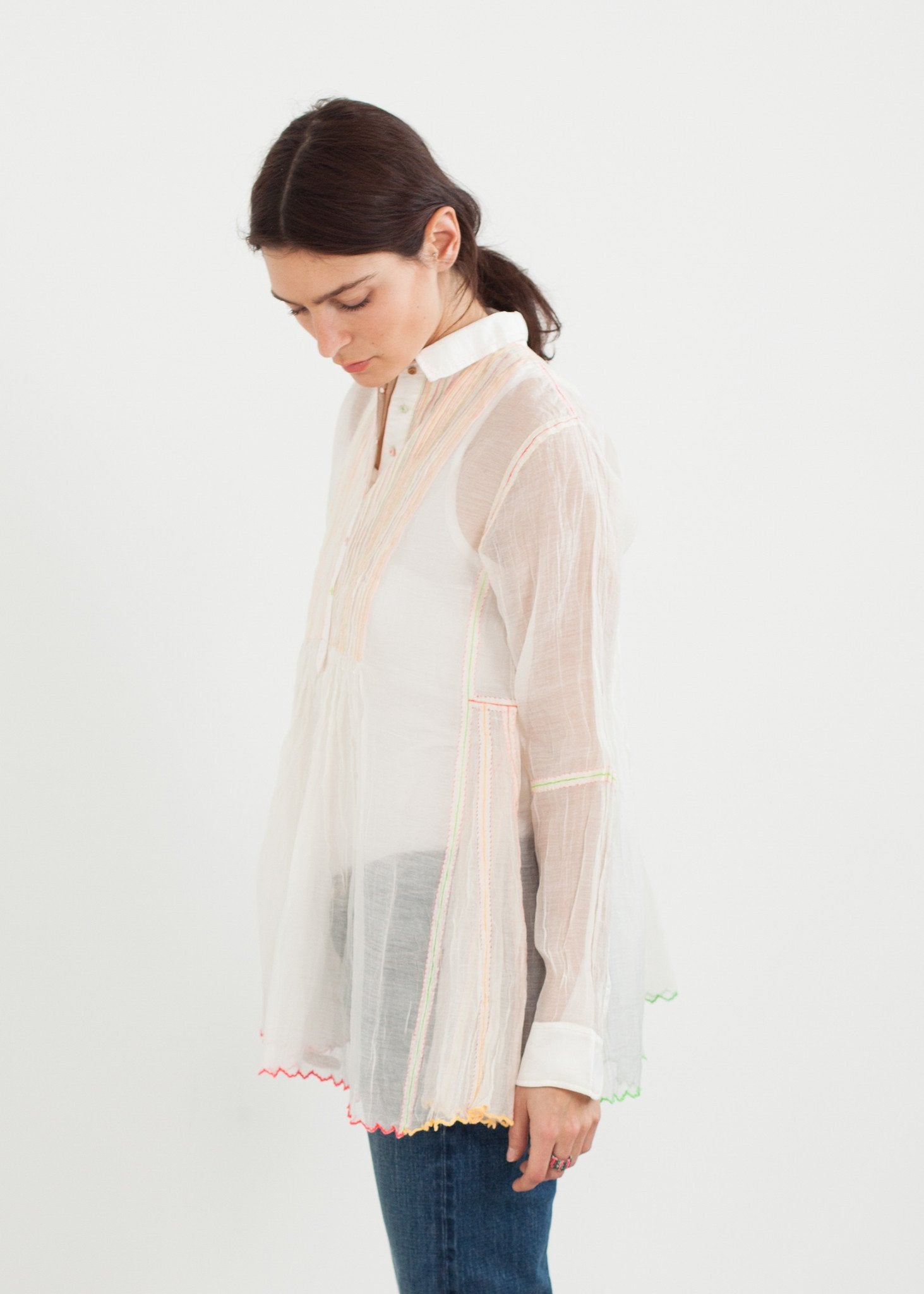 Sheer Rainbow Blouse in White|women's tops[option1]|[option2]|[option3] - hello