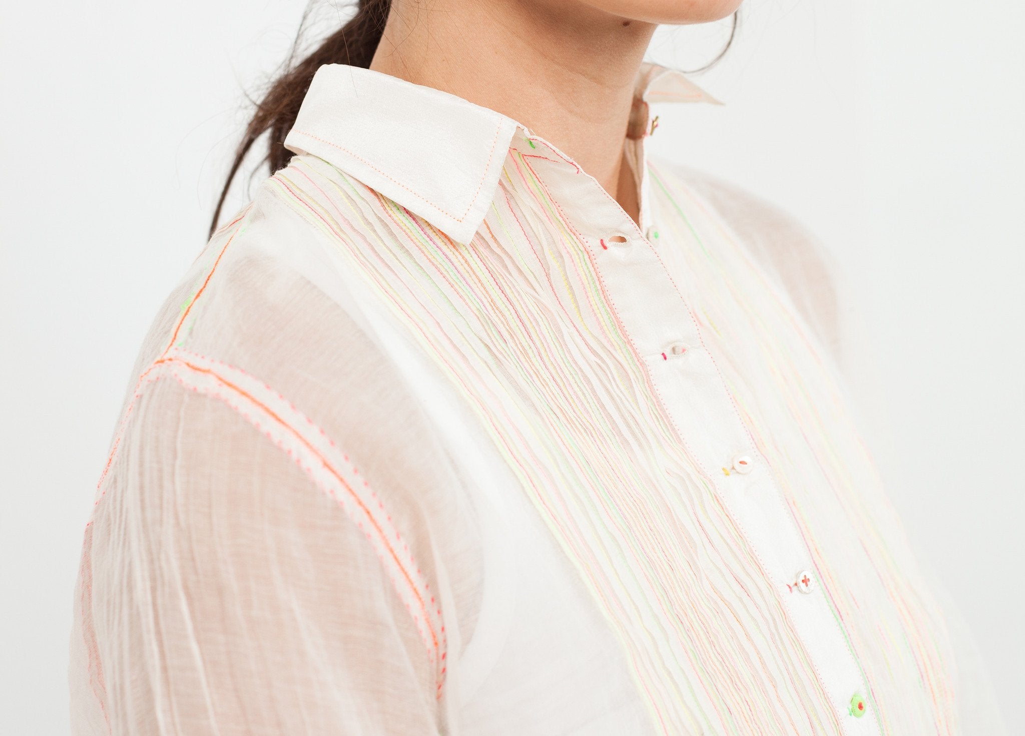 Sheer Rainbow Blouse in White|women's tops[option1]|[option2]|[option3] - hello